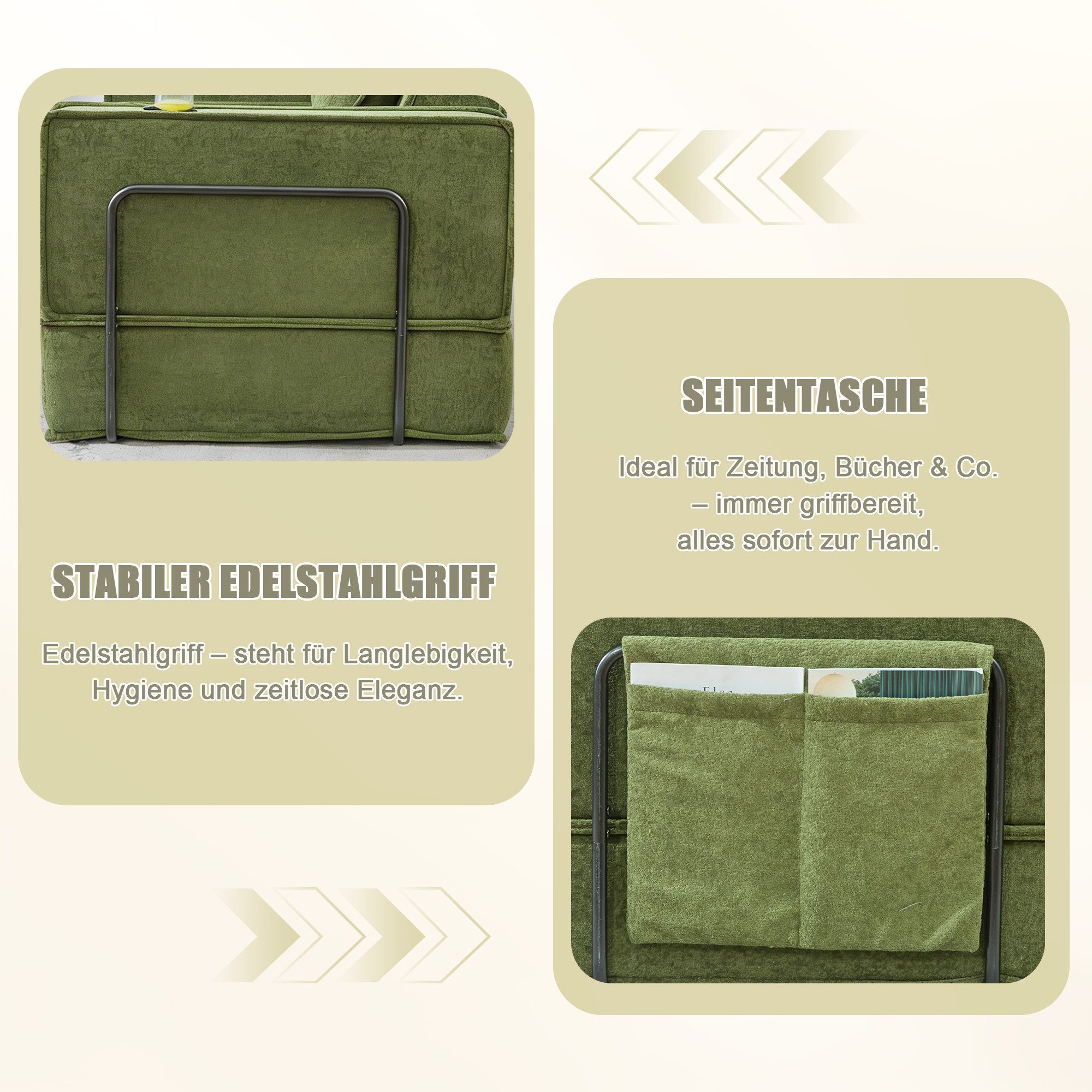 Schlafsofa Multifunktionales Sofa Wohnzimmersofa mit Fußhocker und Stauraum