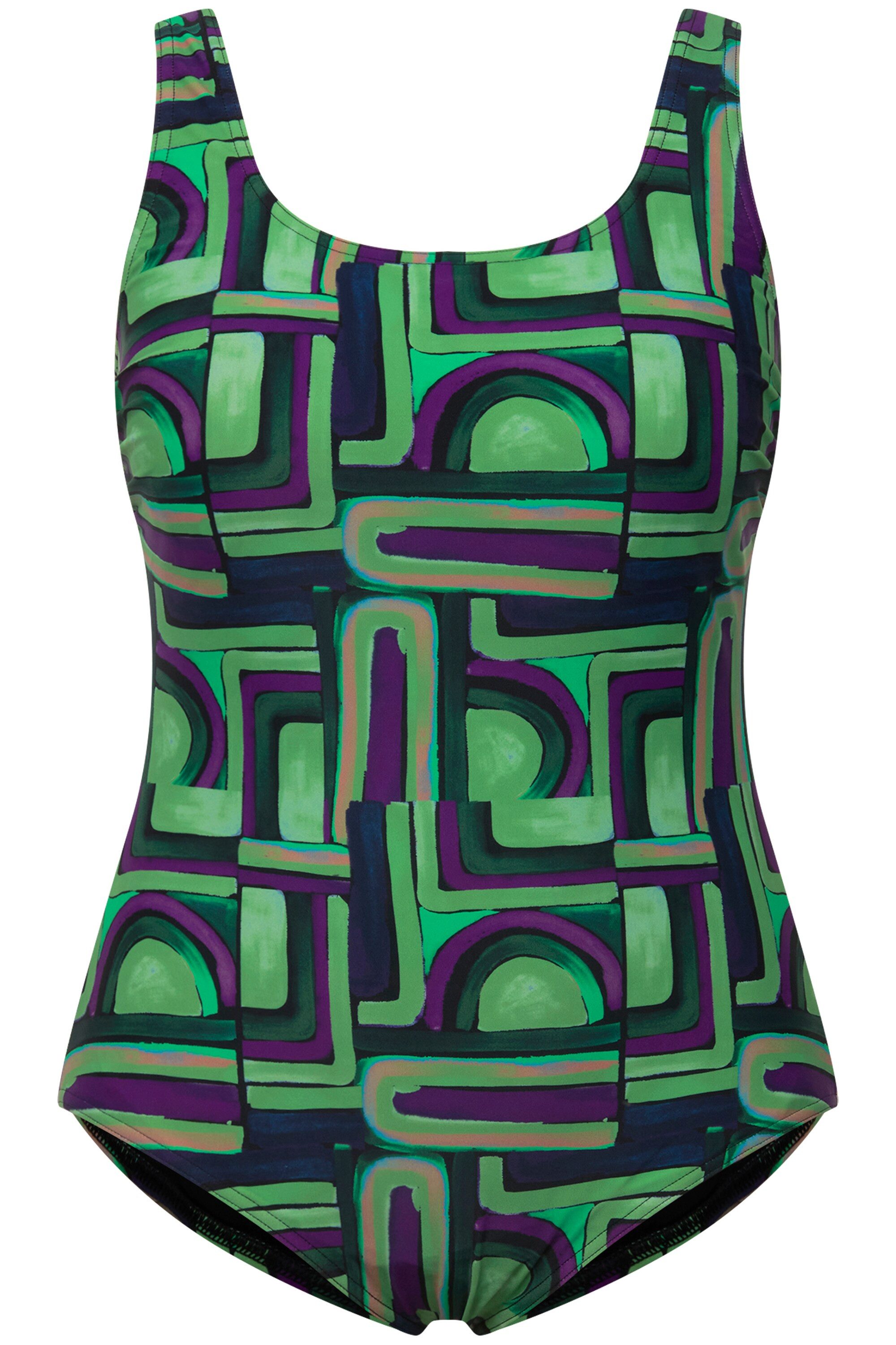 Ulla Popken Badeanzug Badeanzug grafischer Druck ohne Softcups