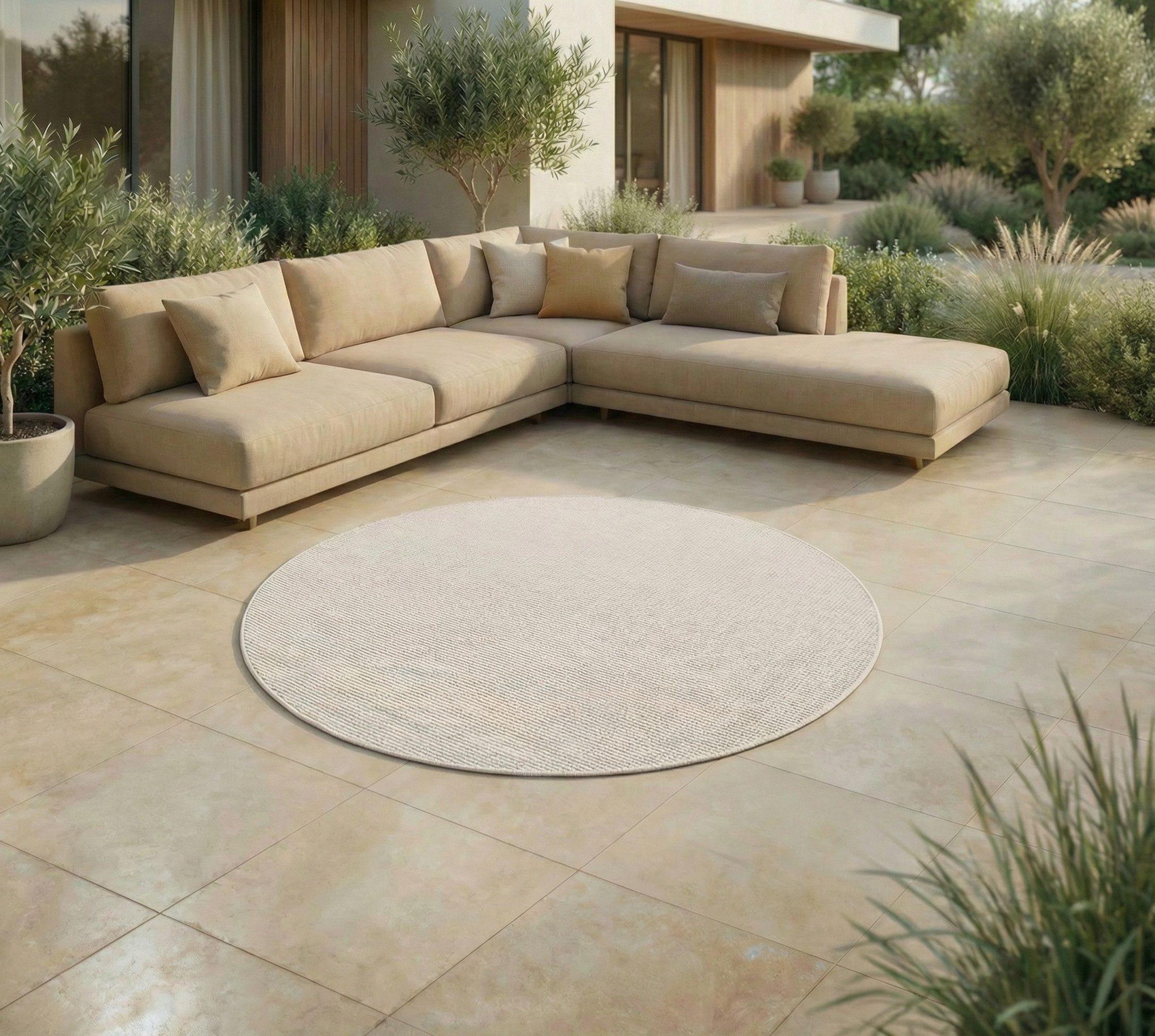 Jimri Outdoorteppich Key West, Rund, Outdoor Teppich Balkonteppich Terassenteppich