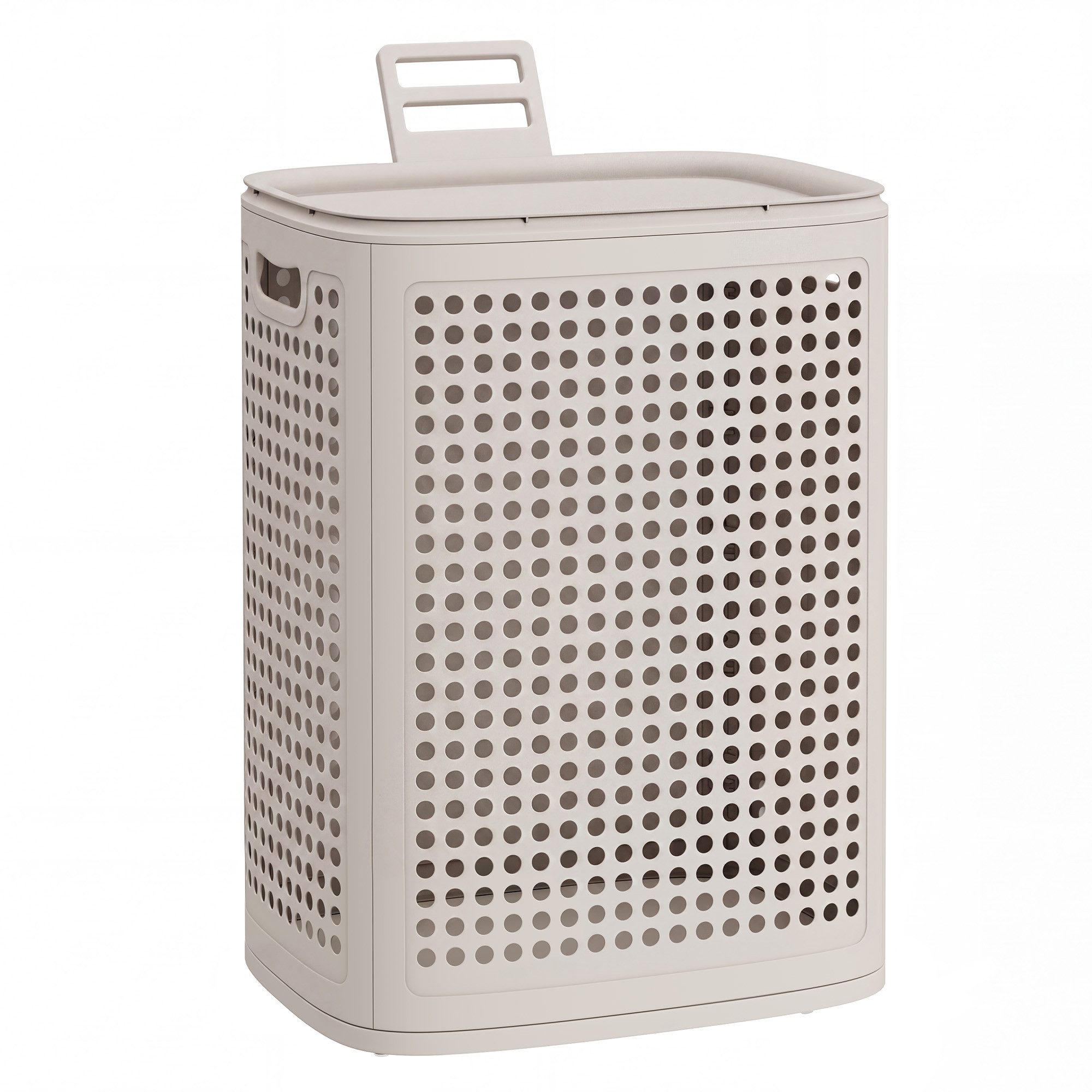 SONGMICS Wäschekorb mit Deckel, Wäschesammler Plastik, für Badezimmer, Waschküche, Wäschetonne schmal, Wäschebox platzsparend, Schlafzimmer, 75 L