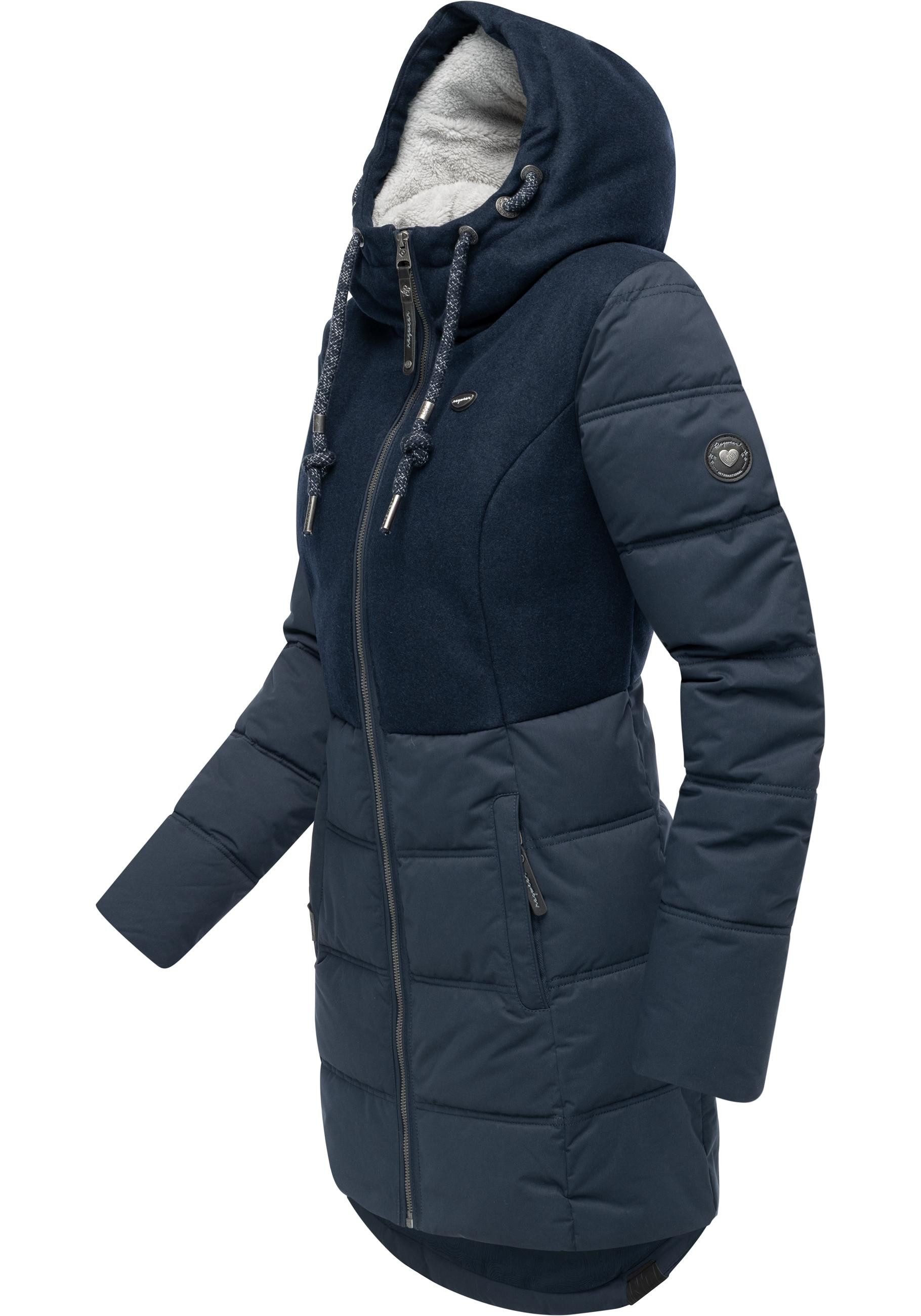 Ragwear Winterjacke Ashani Block Intl. stylischer Winterparka mit gefütterter Kapuze