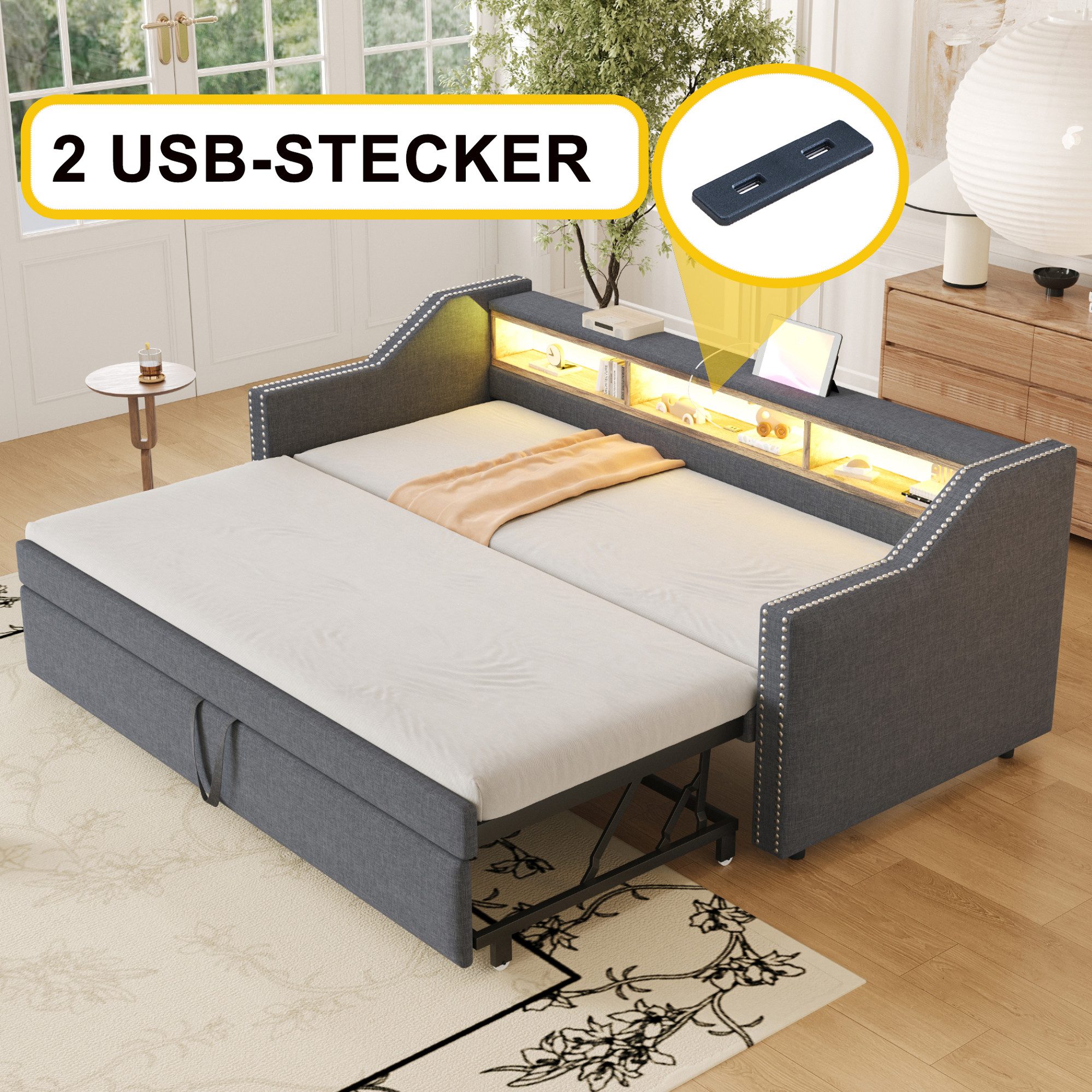 STILVORA Schlafsofa 90/180x190 Ausziehbares Daybett Tagesbett mit LED-Licht günstig online kaufen