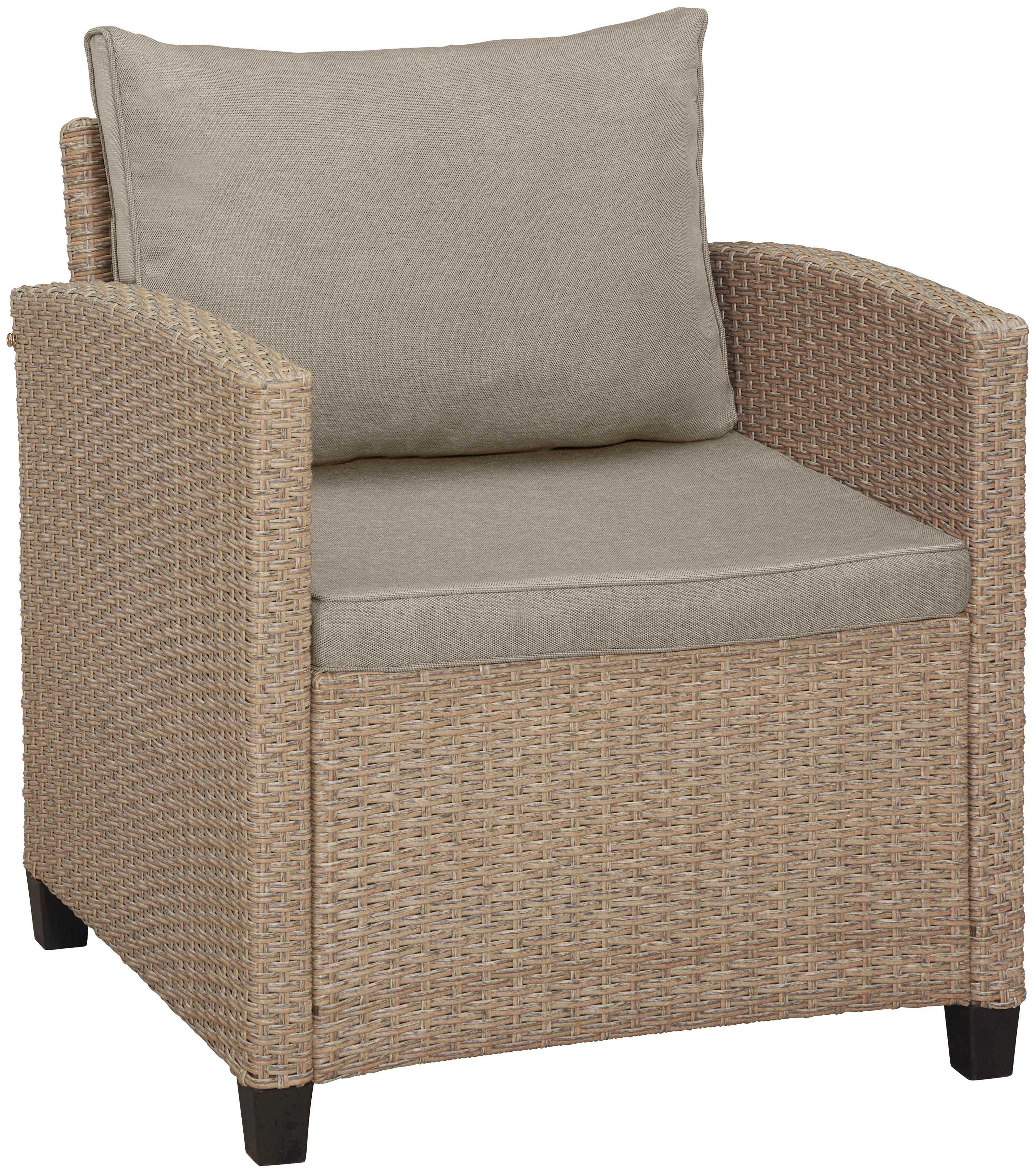 KONIFERA Gartenlounge-Set Amsterdam, (Set, 16-tlg., 1x 3er Sofa, 1x 2 Sessel, 2x Hocker, 1xTisch 144,5x74x67cm,Polyrattan), Stahl, Ablagefläche unter dem Tisch, Loungeset