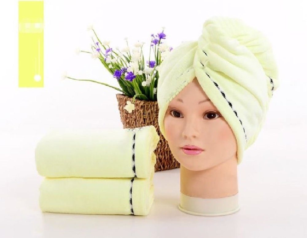 JOKA international Handtücher mit Knopf gelb Haartrockner in Haarturban