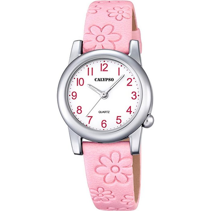 CALYPSO WATCHES Quarzuhr Calypso Kinder Uhr K5710/2 Elegant Leder (Armbanduhr) Kinder Armbanduhr rund Lederarmband rosa Elegant