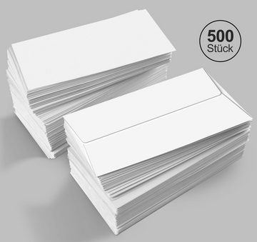 Homewit Briefumschlag 500 Stück DIN Lang Selbstklebende Weiße Briefumschläge 220 x 110 mm, Ohne Fenster
