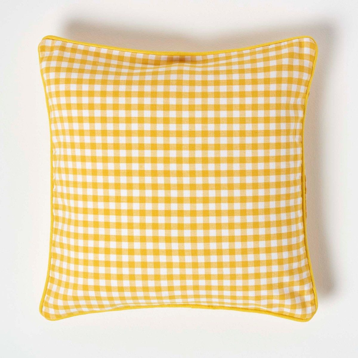 Homescapes Kissenhülle Gingham-Kissenbezug aus Baumwolle, 45 x 45 cm, gelb
