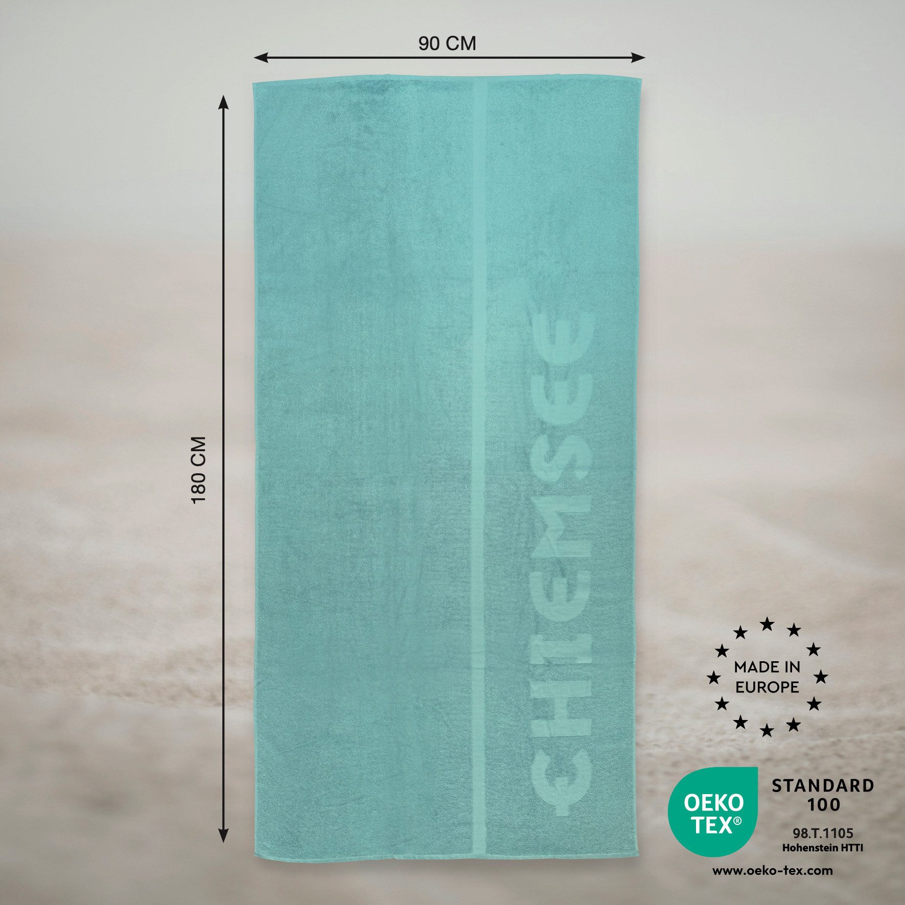 Chiemsee Strandtuch, Badetuch, Sporttuch, Saunatuch 90 x 180 cm, 100% Baumwolle, hohe Feuchtigkeitsaufnahme, hautfreundlich