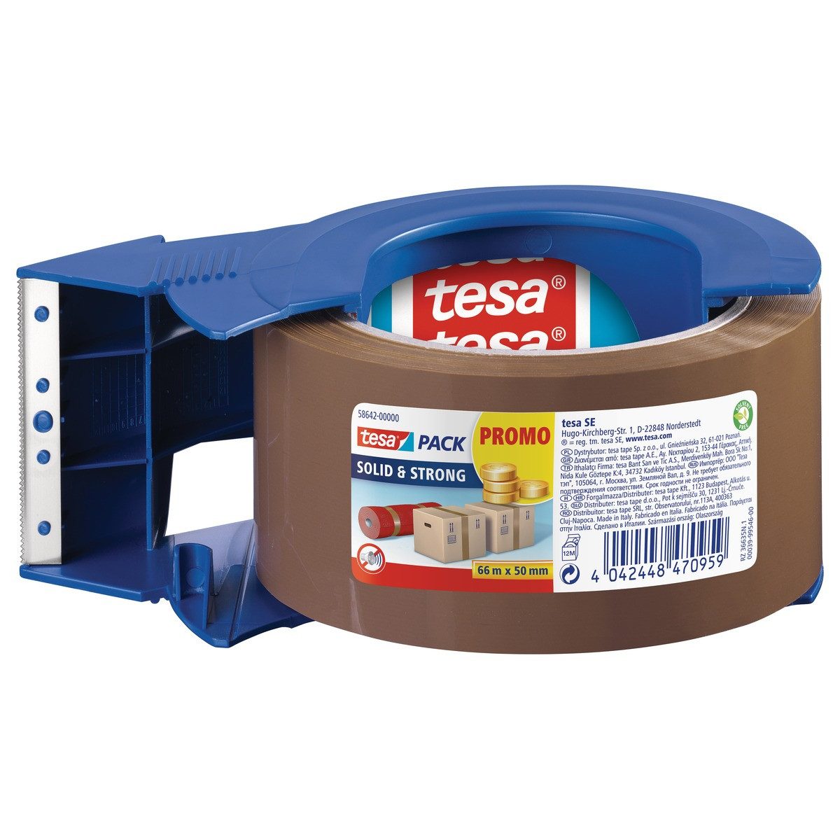 tesa Paket-Klebeband tesa Paketband Solid&Strong + Abroller braun
