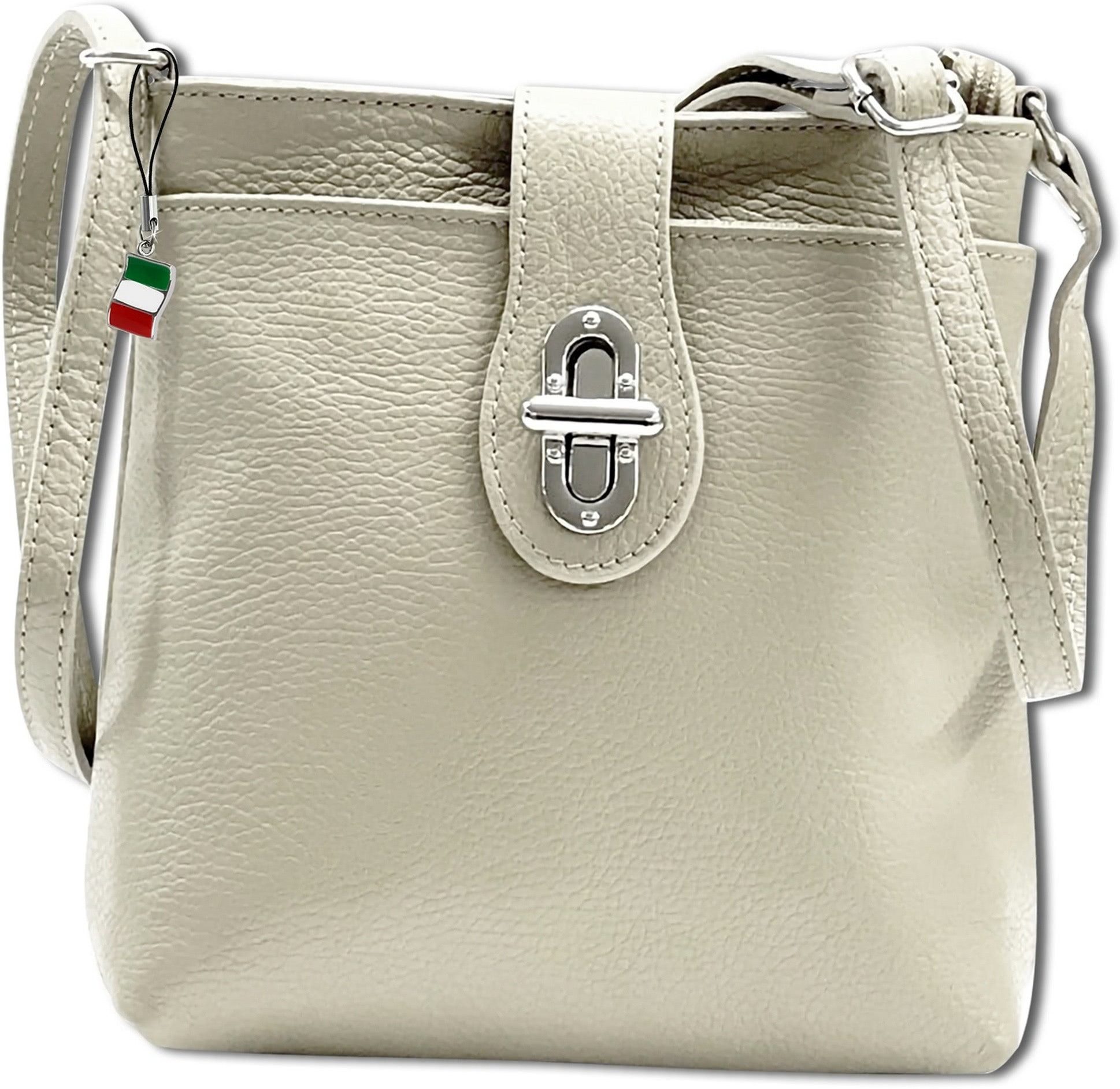 FLORENCE Umhängetasche Florence Umhängetasche Damen Tasche (Umhängetasche, Umhängetasche), Damen Tasche Echtes Leder beige, Made-In Italy