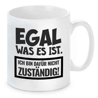 Herzbotschaft Tasse Kaffeebecher mit Motiv Ich bin dafür nicht zuständig, Keramik, Kaffeetasse spülmaschinenfest und mikrowellengeeignet