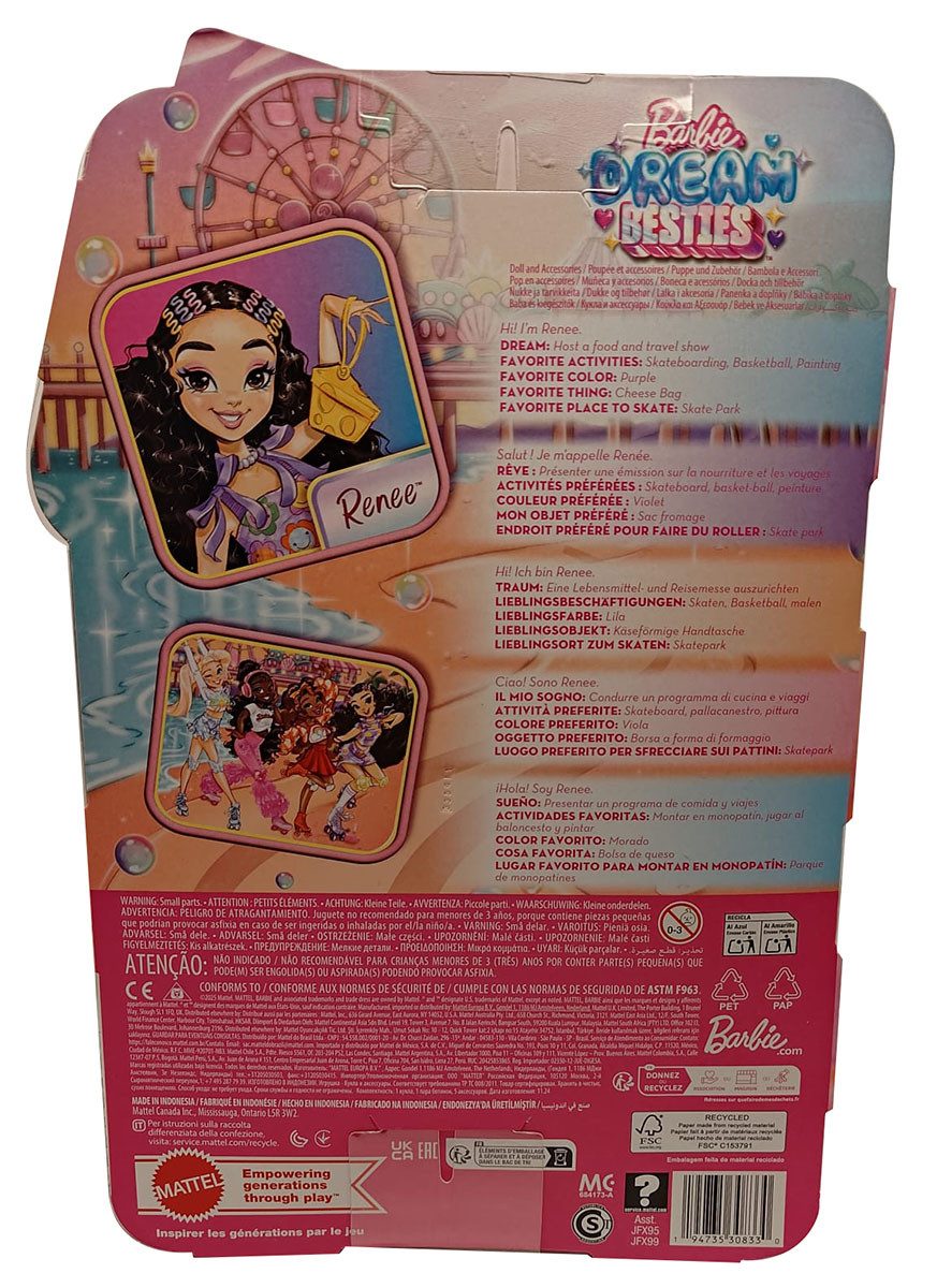 Barbie Stehpuppe Barbie Dream Besties - Puppe mit schwarzen Haaren Rollschuhen Handy