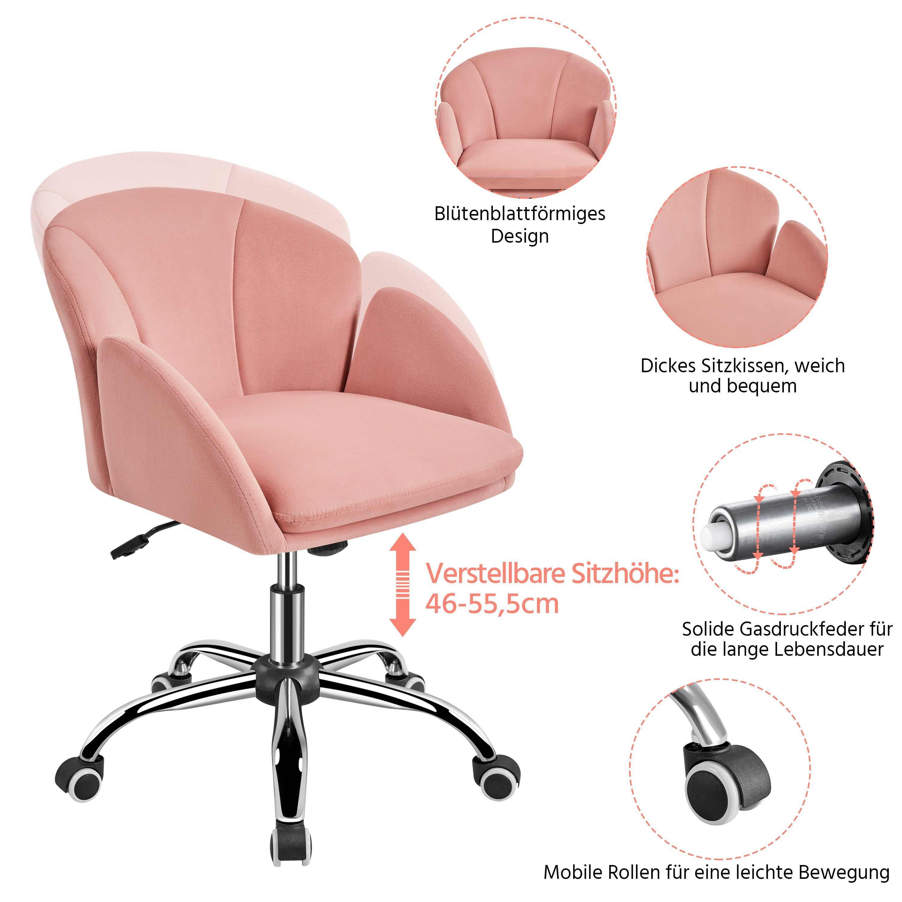 Yaheetech Drehstuhl, höhenverstellbar, mit Armlehnen & günstig online kaufen