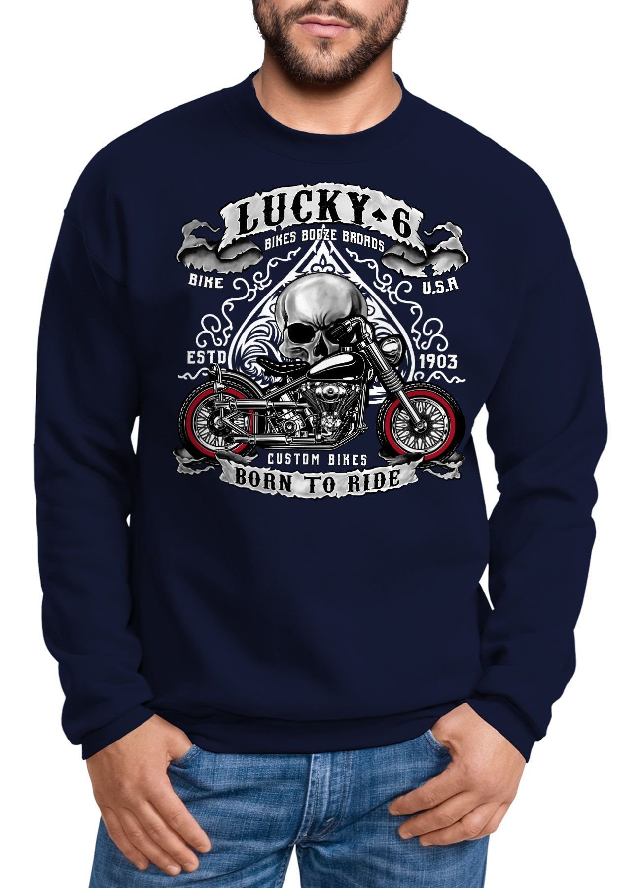 MoonWorks Sweatshirt Sweatshirt Herren Biker Lucky günstig online kaufen