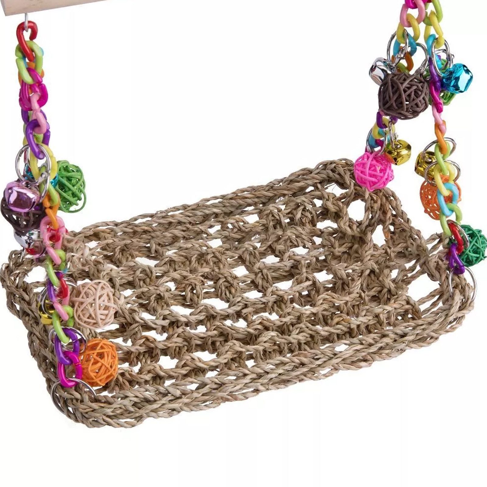 OKWISH Vogelspielplatz Hängen Papageien Schaukel Holz Rattan Hängematte Spi günstig online kaufen