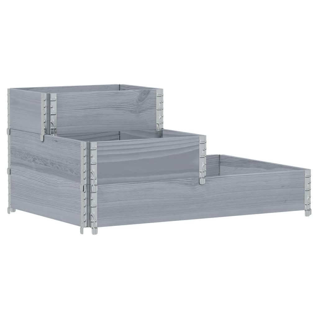 vidaXL Blumentopf Paletten-Aufsatzrahmen 3-fach Grau 120x80 cm Massivholz Kiefer (1 St)