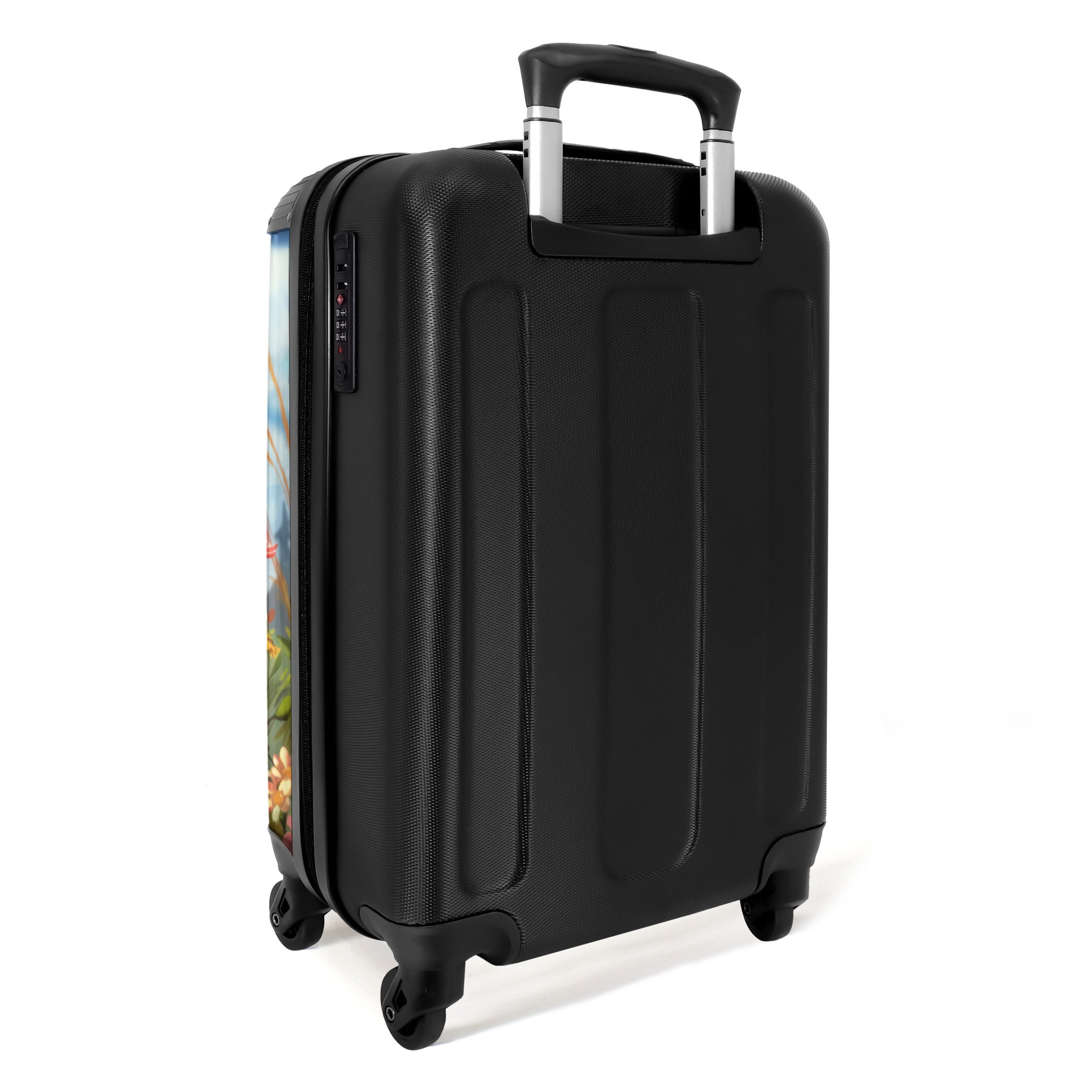 NoBoringSuitcases.com© Kinderkoffer Junges Reh sitzt inmitten von Blumen und Schmetterlingen 55x35x20cm, Kinder Koffer Klein, Trolley Handgepäck, Reisekoffer