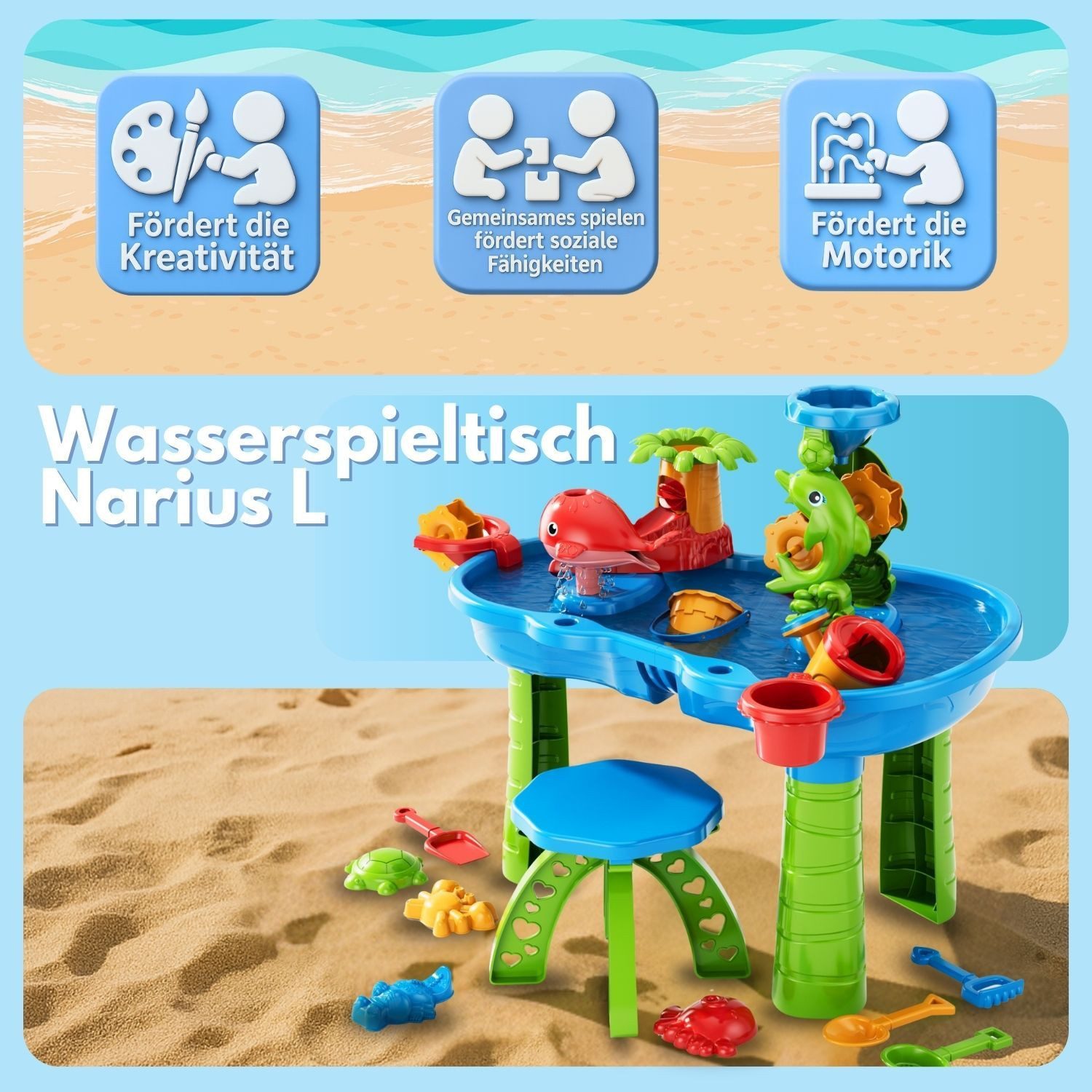 Coemo Wasserspieltisch NARIUS L, (18-tlg), Sand- günstig online kaufen