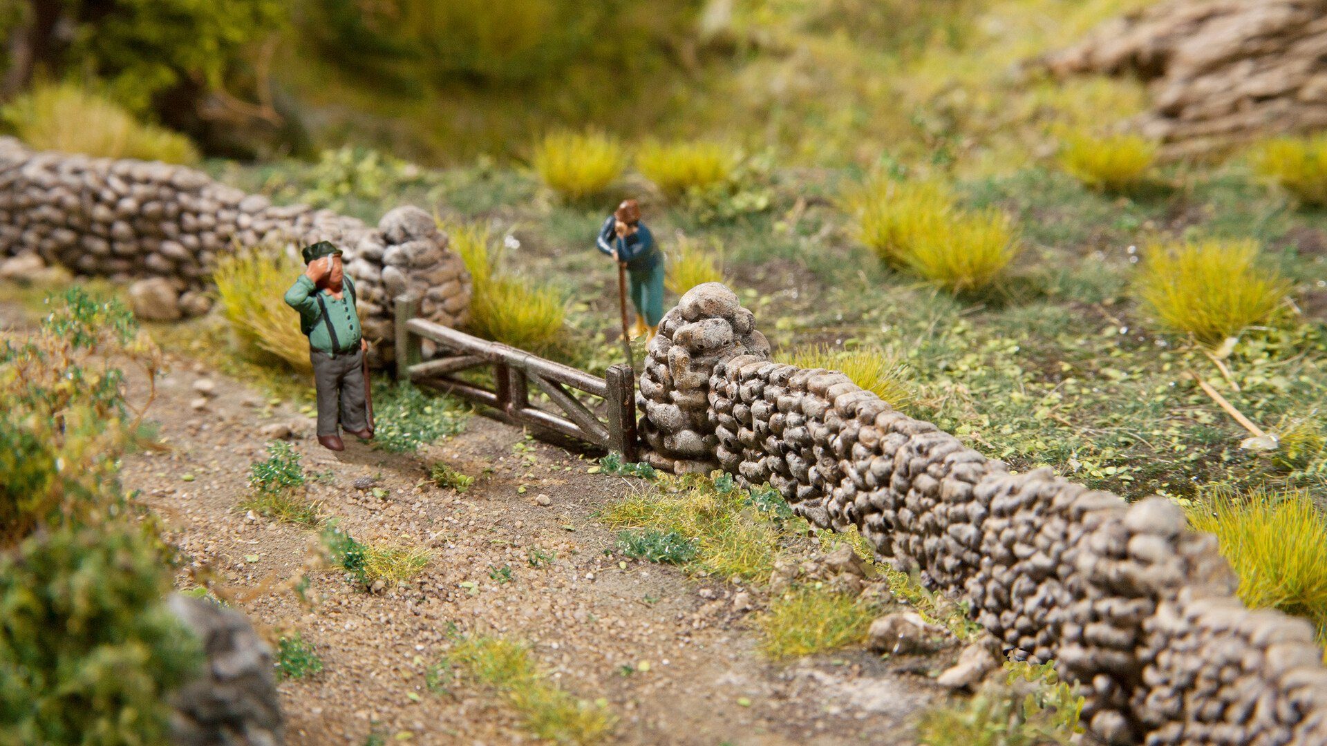 Modelleisenbahn-Spielunterlage Mauern aus Natursteinen, handbemalte Hartschaum Ma