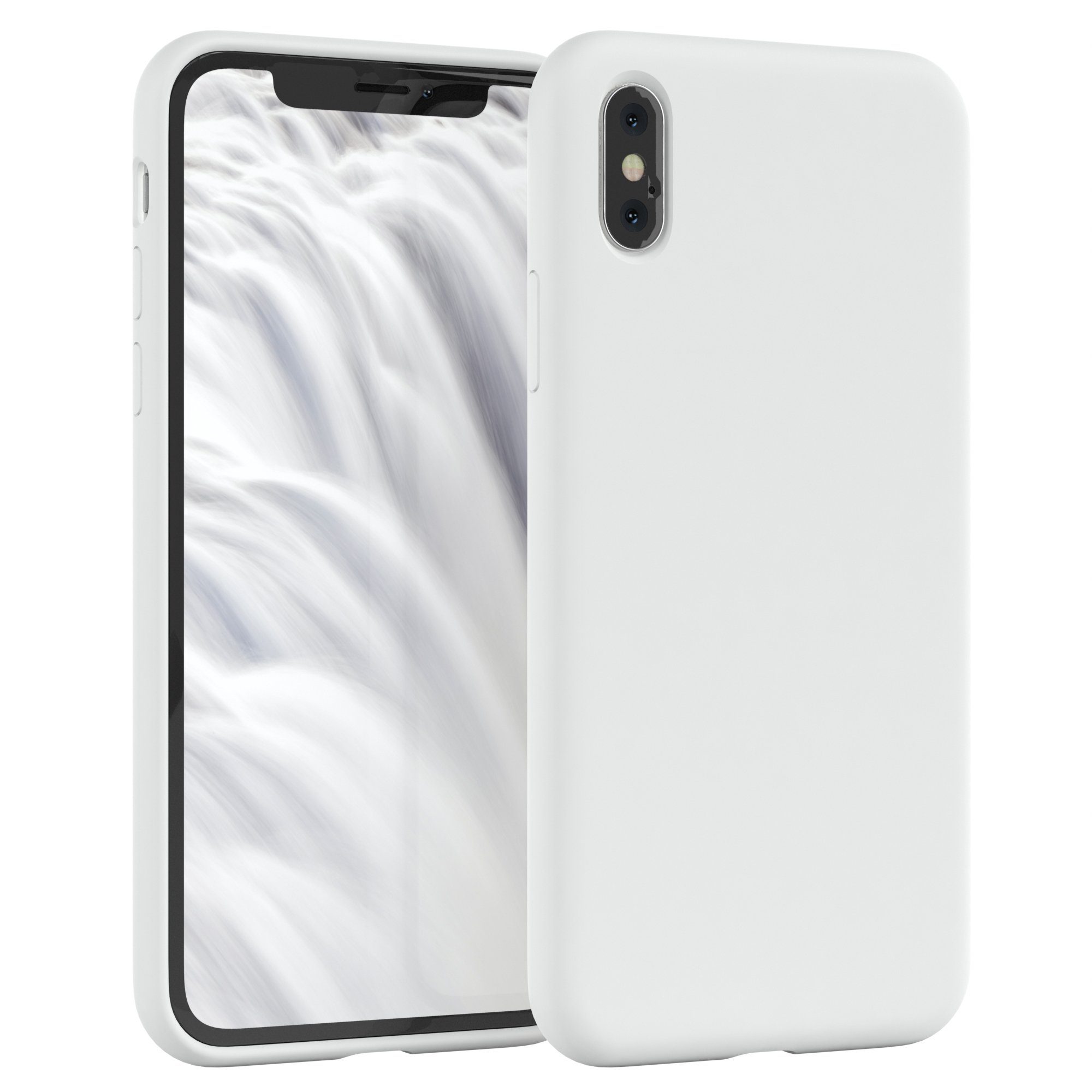 EAZY CASE Handyhülle Premium Silikon Case für Apple iPhone XS Max 6,5 Zoll, Silikon Schutzhülle mit Kameraschutz kratzfest Handy Softcase Weiß