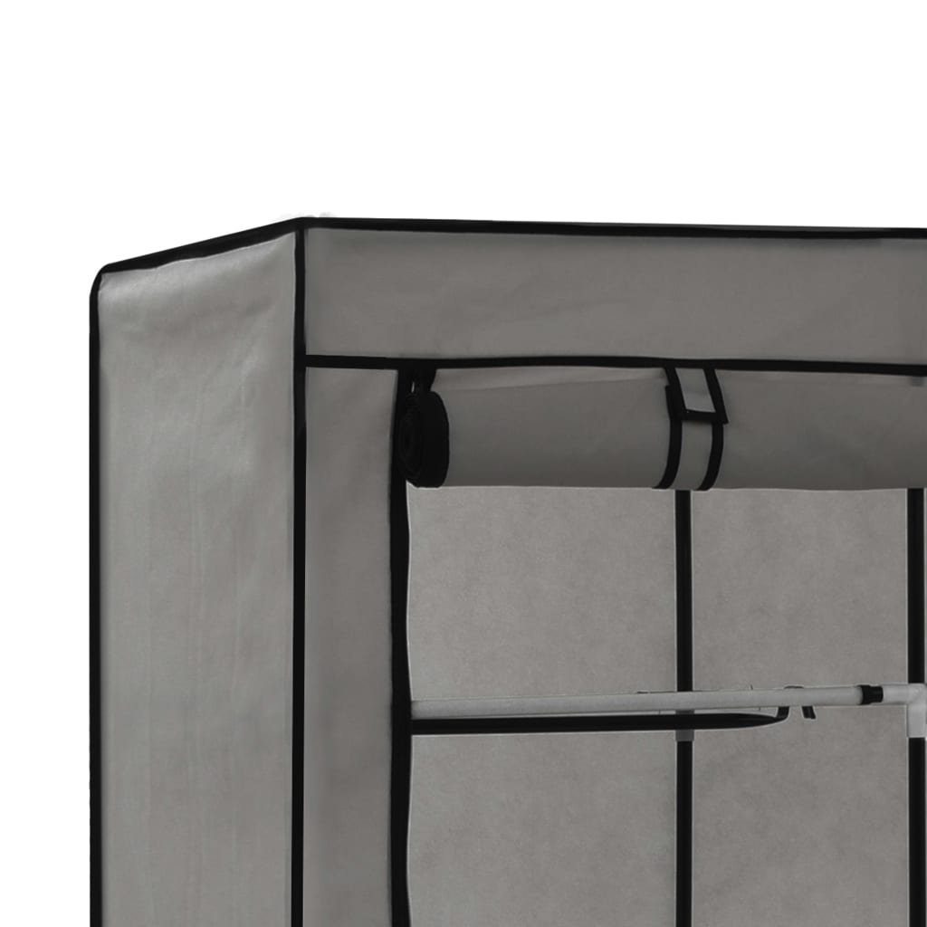 furnicato Fächern und Stoff Grau Kleiderschrank 150x45x175cm mit Stangen