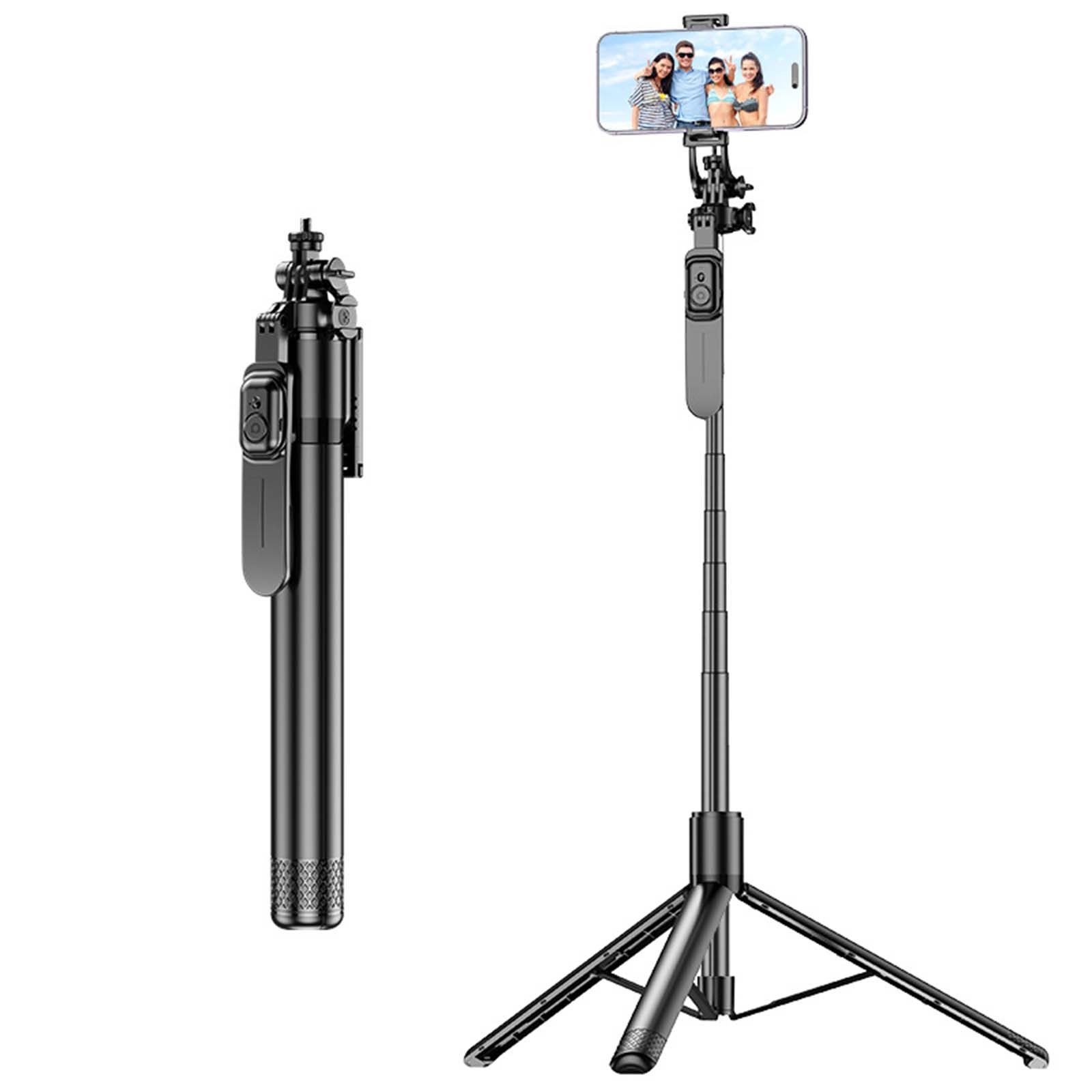MOPUEA Selfie-Stick Selfie Stick Bluetooth Selfie Stick Stativkopf Bluetooth-Fernbedienung, 360° drehbar, leicht, stabil und rutschfest