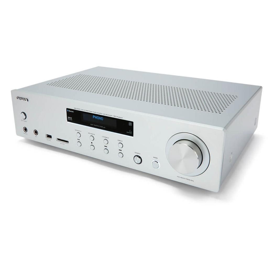 Aiwa AMU-120BT AV-Empfänger und -Verstärker, BT v5.0-Empfänger 2X 60 W Audioverstärker (Anzahl Kanäle: 2, 120 W, Tonregelung Bass & Treble unabhängige Einstellungen +/- 10dB)