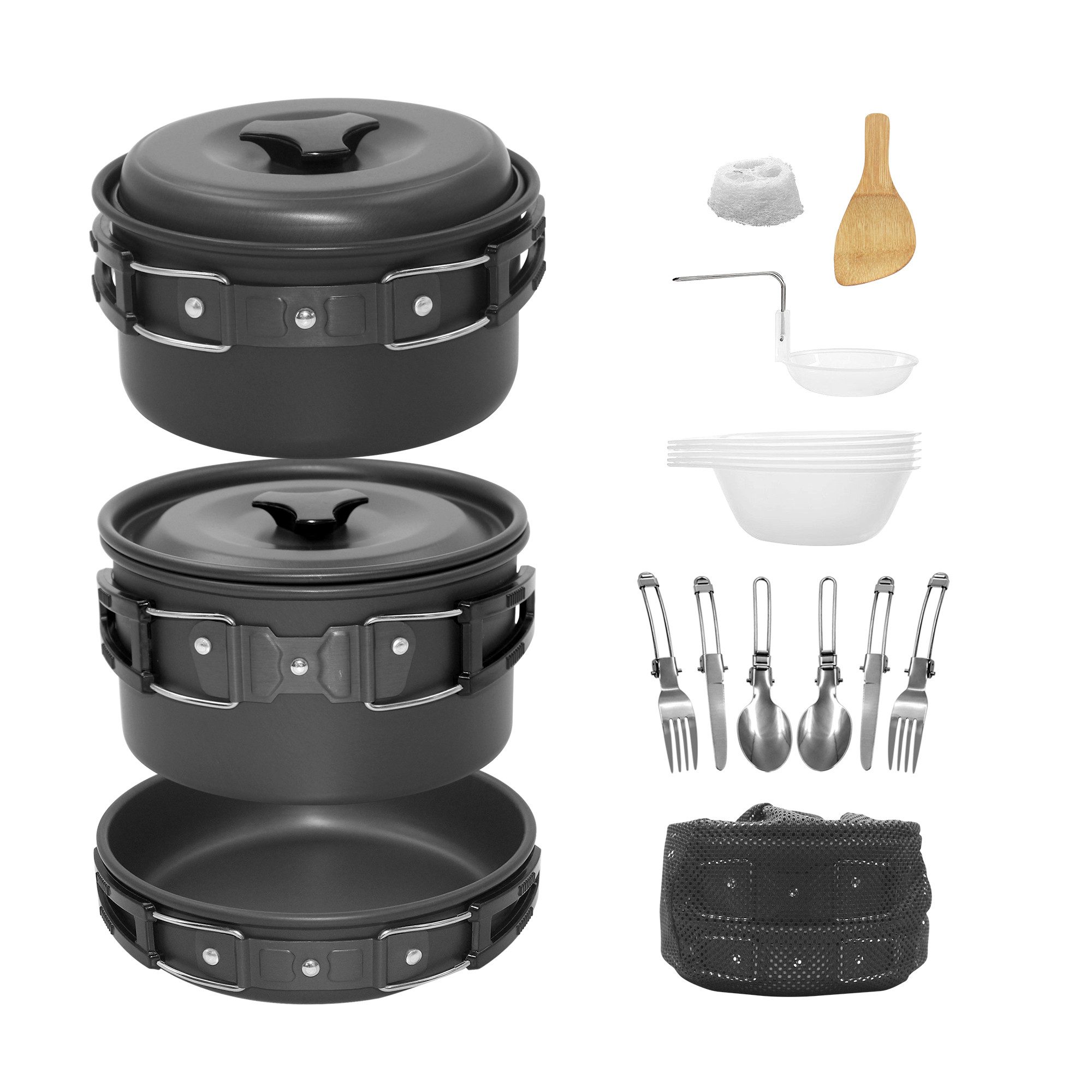 Cozy Vent Geschirr-Set 17-teilig Outdoor Kochgeschirr Set für Camping, Trekking, Wandern (17-tlg)