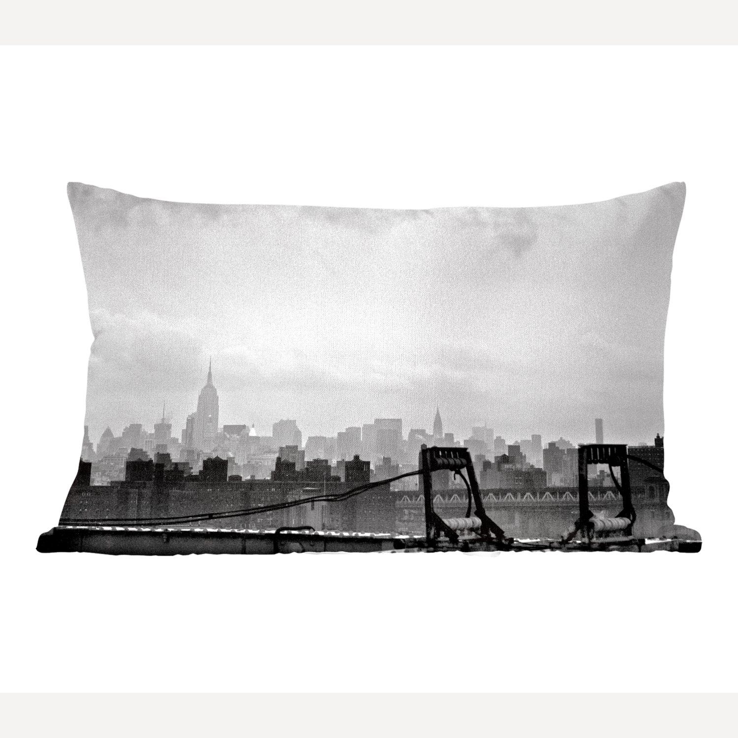 MuchoWow Dekokissen New Yorker Skyline in schwarz-weiß, Wohzimmer Dekoration, Zierkissen, Dekokissen mit Füllung, Schlafzimmer