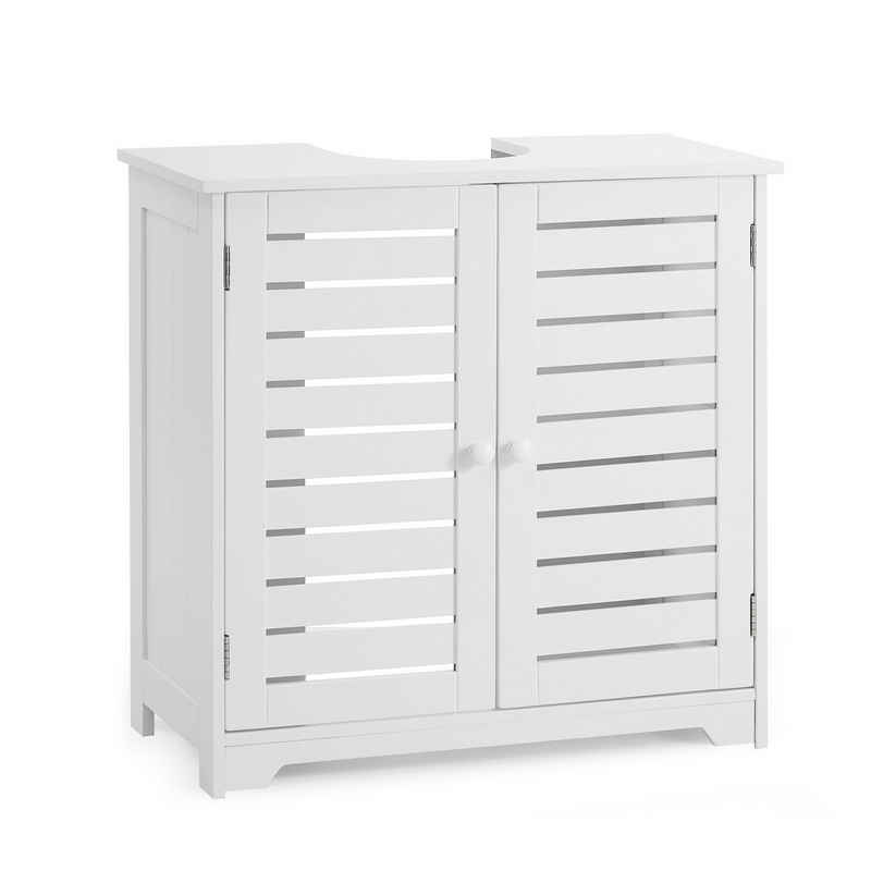 Mondeer Waschbeckenunterschrank Unterschrank (Modernes Shutter-Design) mit 2 Türen und 2 Einlegeböden, 60 x 60 x 30 cm, Weiß