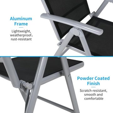 TLGREEN Gartenlounge-Set 3-teiliges Faltbares Aluminium-Sitzset mit Tisch, (3-tlg), klappbar Aluminium Sitzgarnitur mit WPC Tisch, wetterfest, Leicht