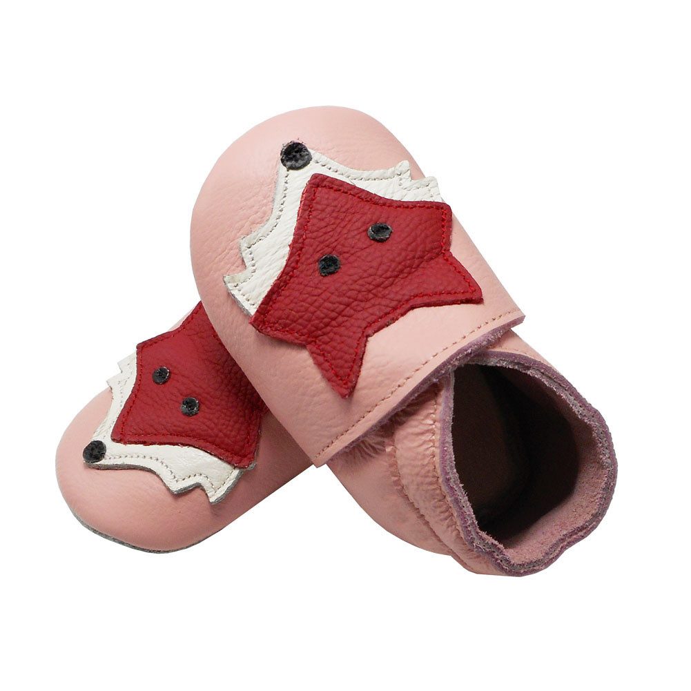 Yihakids Baby Krabbelschuhe Lauflernschuhe Hausschuhe Lederschuhe Fuchs Rosa Barfußschuh Rutschfest atmungsaktiv