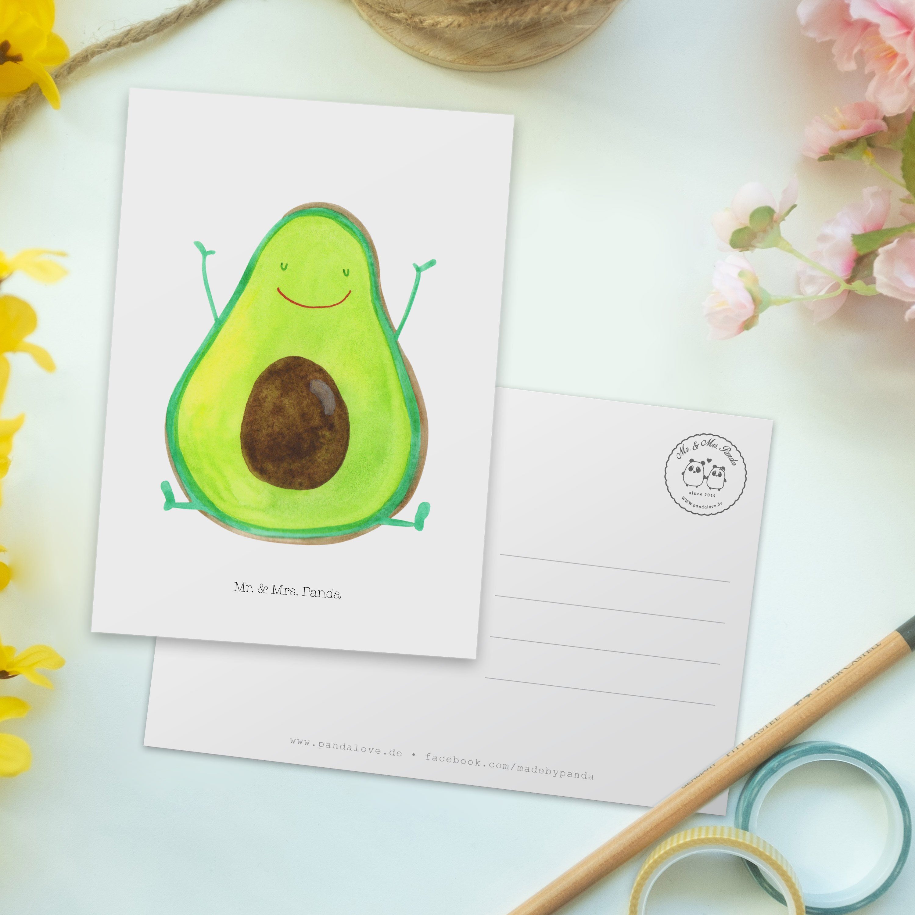 Geschenk, Vegan, & Weiß Panda Gesu Geburtstagskarte, - Mrs. - Happy Postkarte Juhuu, Avocado Mr.