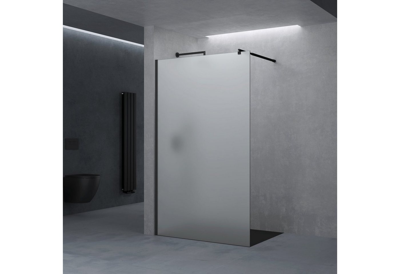 Thumbnail - doporro Walk-in-Dusche Duschwand für Dusche Duschabtrennung schwarz Profil Nano Glas, Einscheibensicherheitsglas