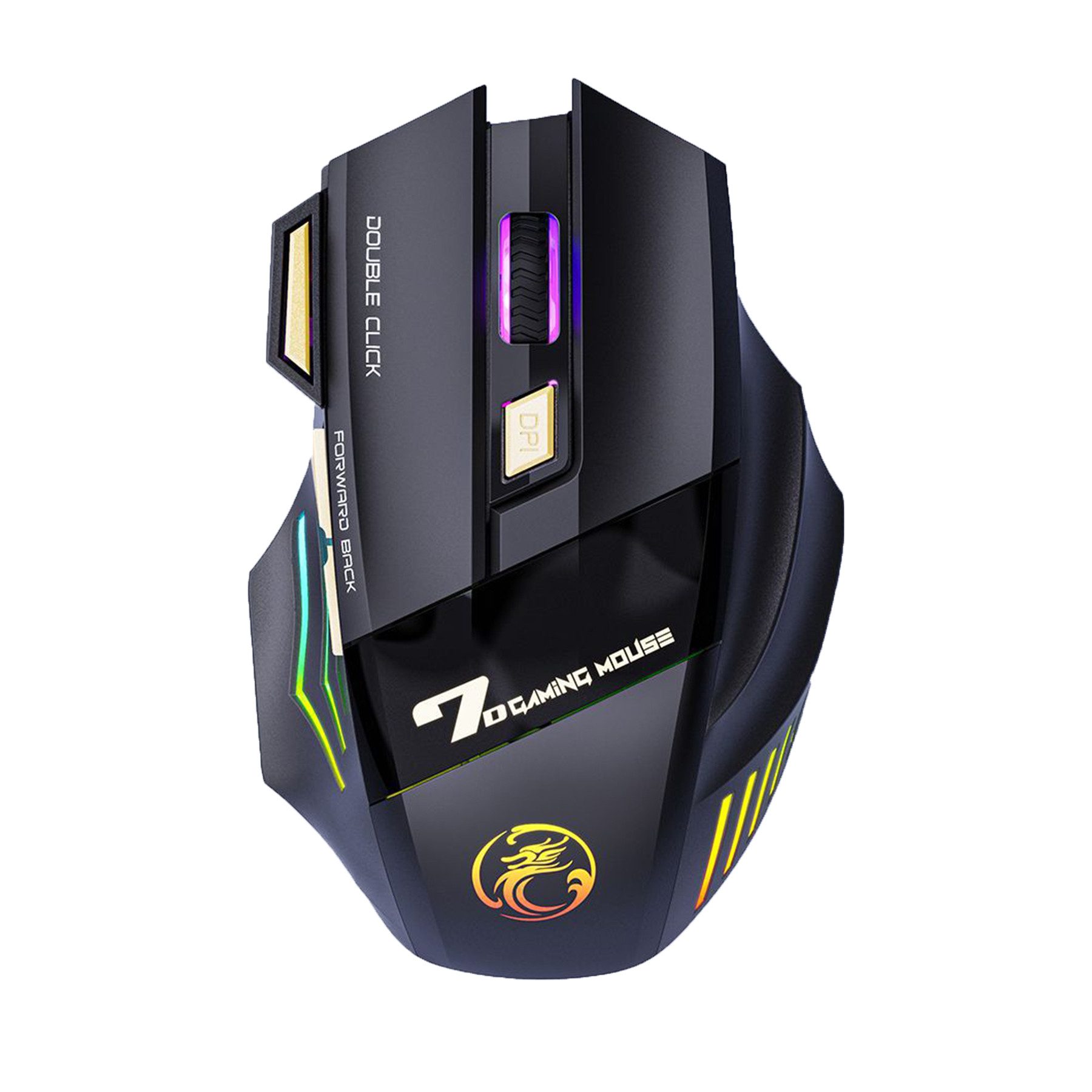 Senmudi Maus Kabellos,USB Wireless Bluetooth Maus,2,4 GHz Wireless Gamer Maus, Mäuse (leises Klicken, 3200 DPI 7 Tasten RGB Gaming Mouse, Wiederaufladbare LED-Dual-Modus Mouse für PC/Mac/Laptop)