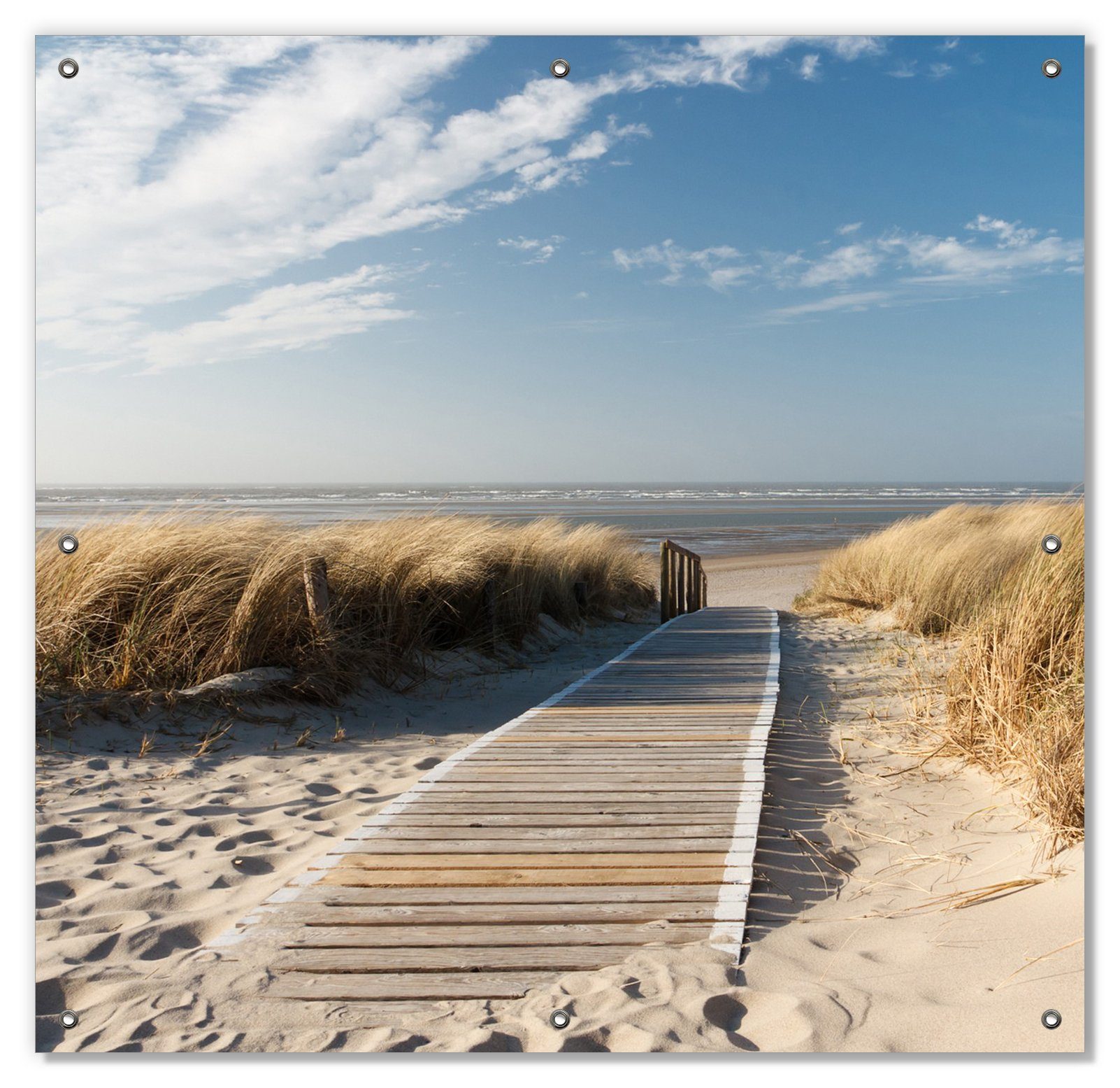 Sonnenschutz Auf dem Holzweg zum Strand, Wallario, blickdicht, mit Saugnäpfen, wiederablösbar und wiederverwendbar