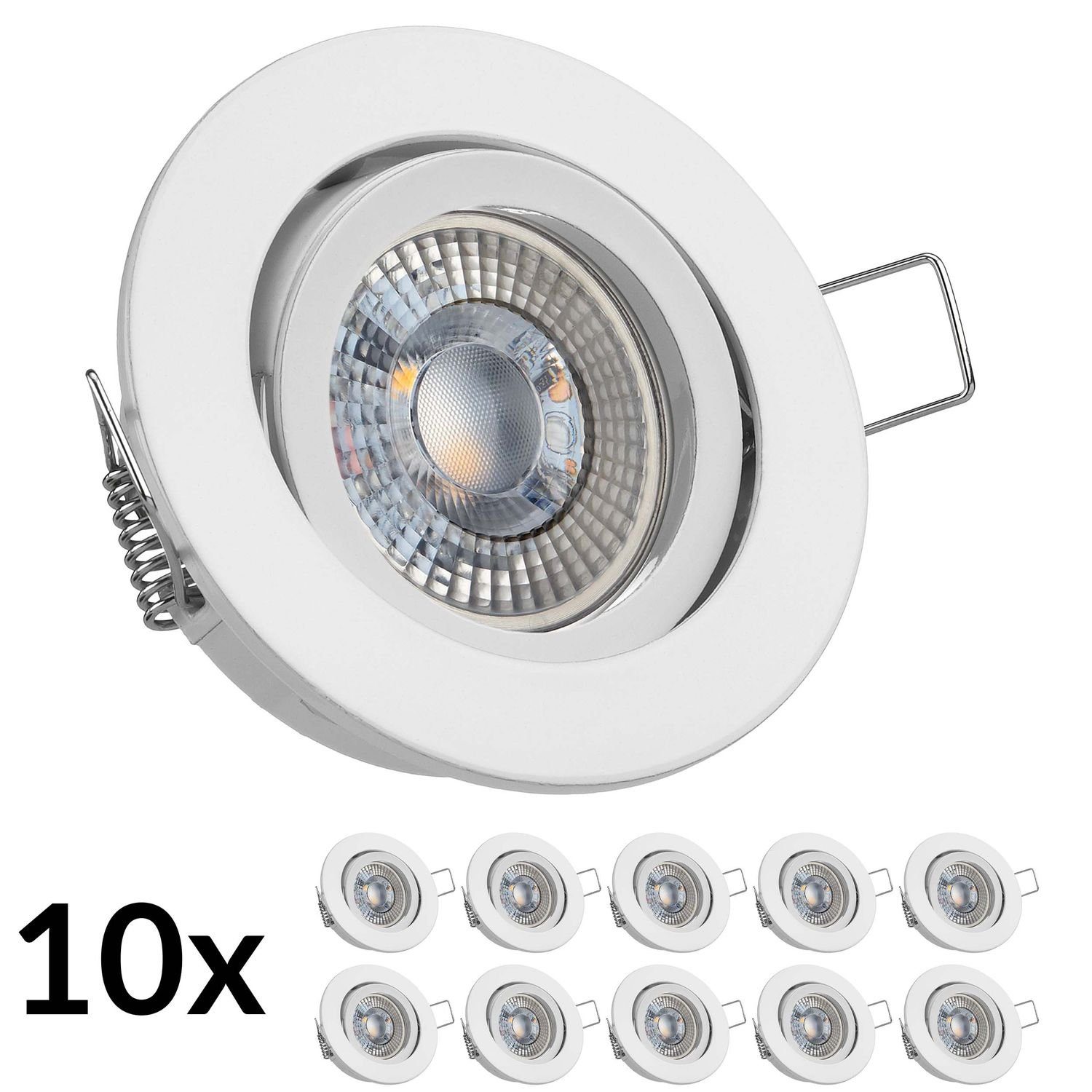 weiß LED Set LED mit LEDANDO LED RGB in extra 3W 10er LED von Einbaustrahler Einbaustrahler flach
