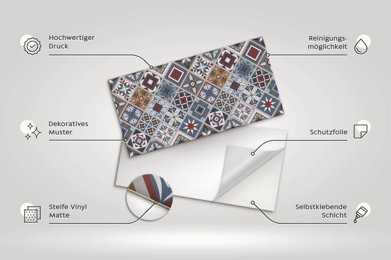 Tulup Wandpaneel Wandverkleidung Heller Marmor 100x50cm Vinylfliesen Spritzschutz, (1-tlg)