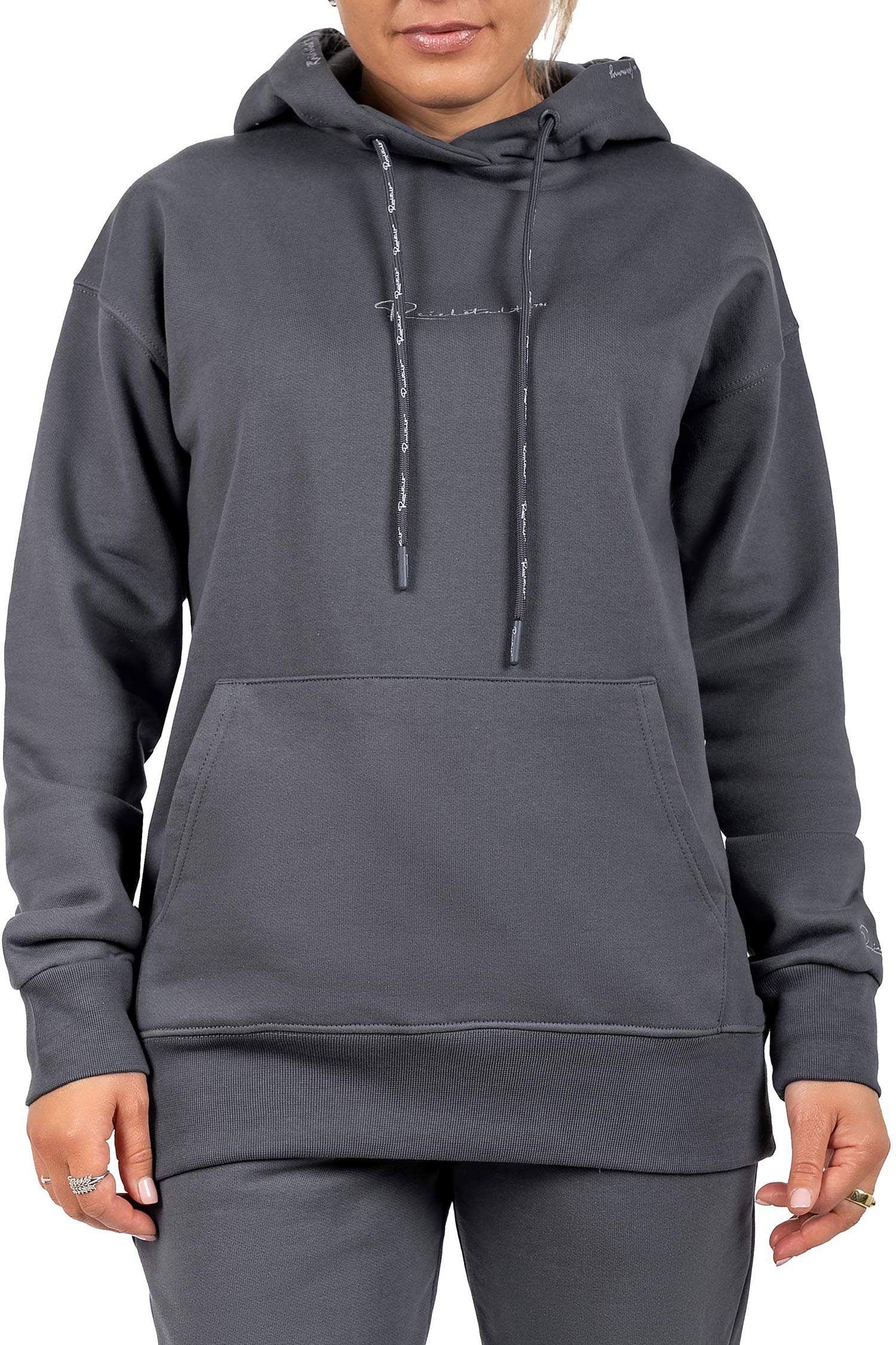 Reichstadt Kapuzenpullover Basic Oversize Damen Hoodie 23RSW038 (1-tlg) mit Stitching auf der Brust