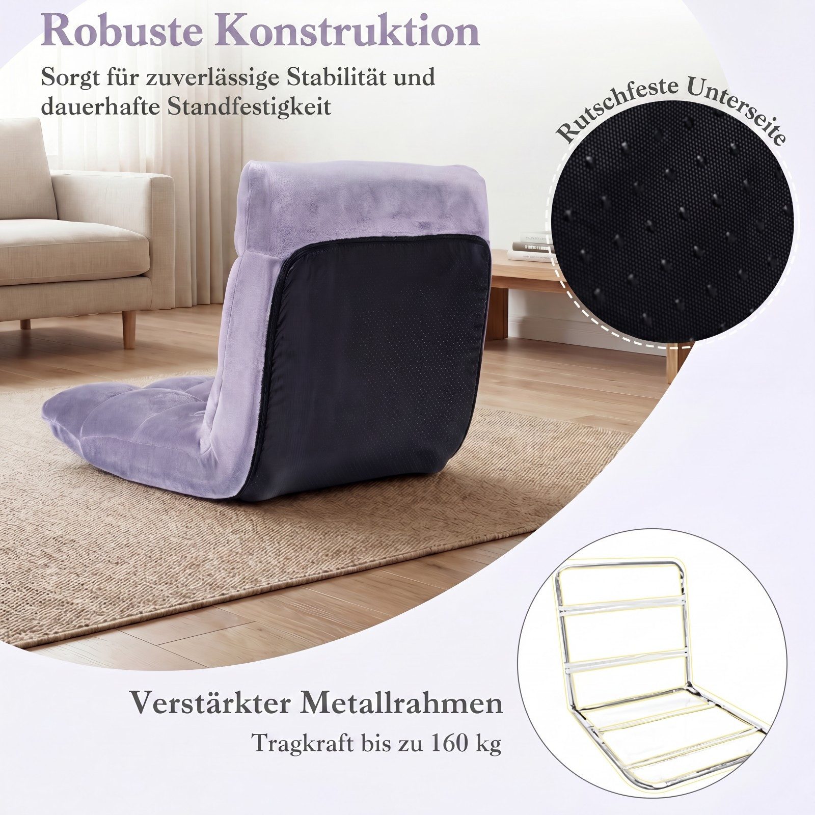 COSTWAY Relaxsessel, Bodenstuhl mit verstellbarer Rückenlehne faltbar gepolstert