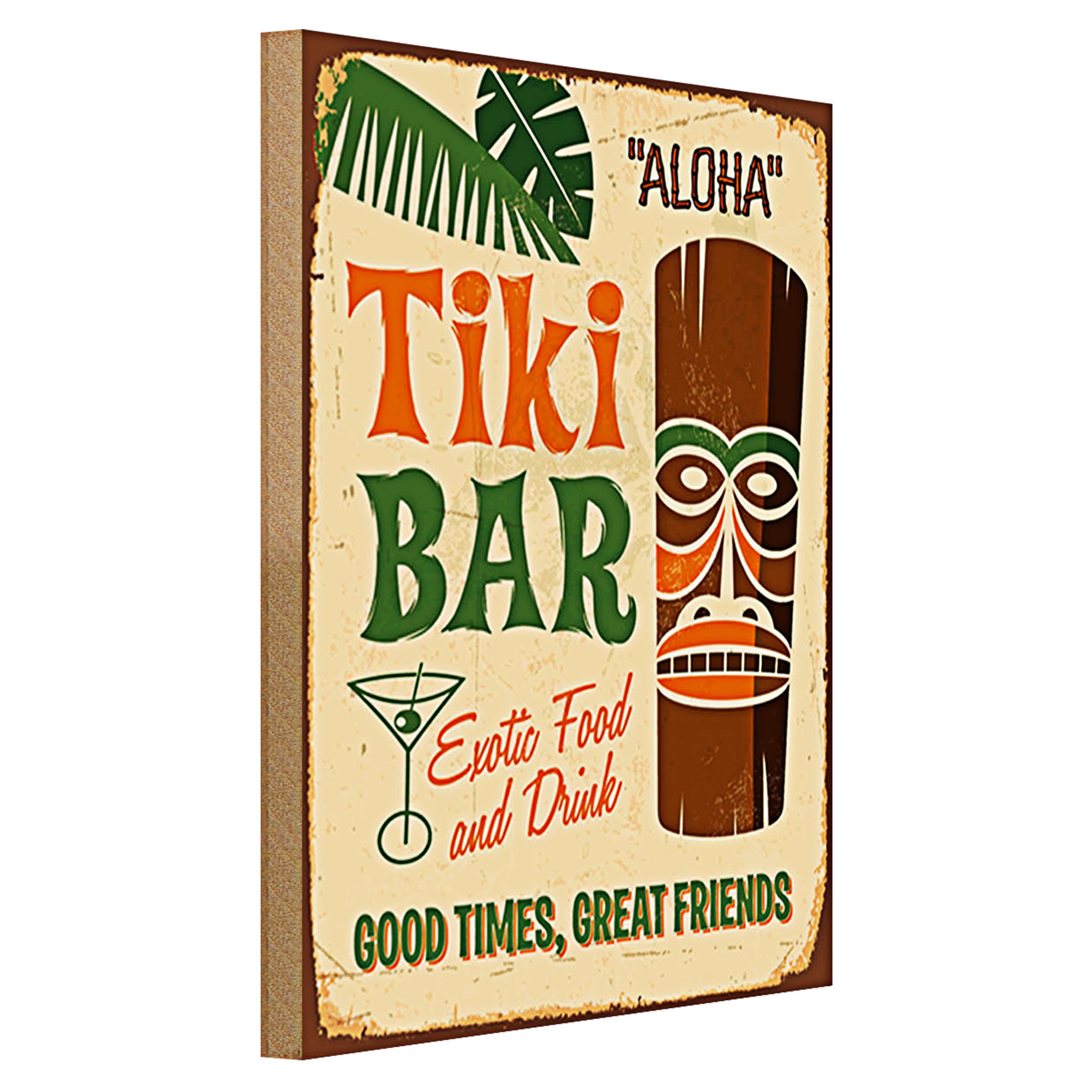 Roomando Holzbild 30x40cm Tiki Bar Aloha Exotic Food