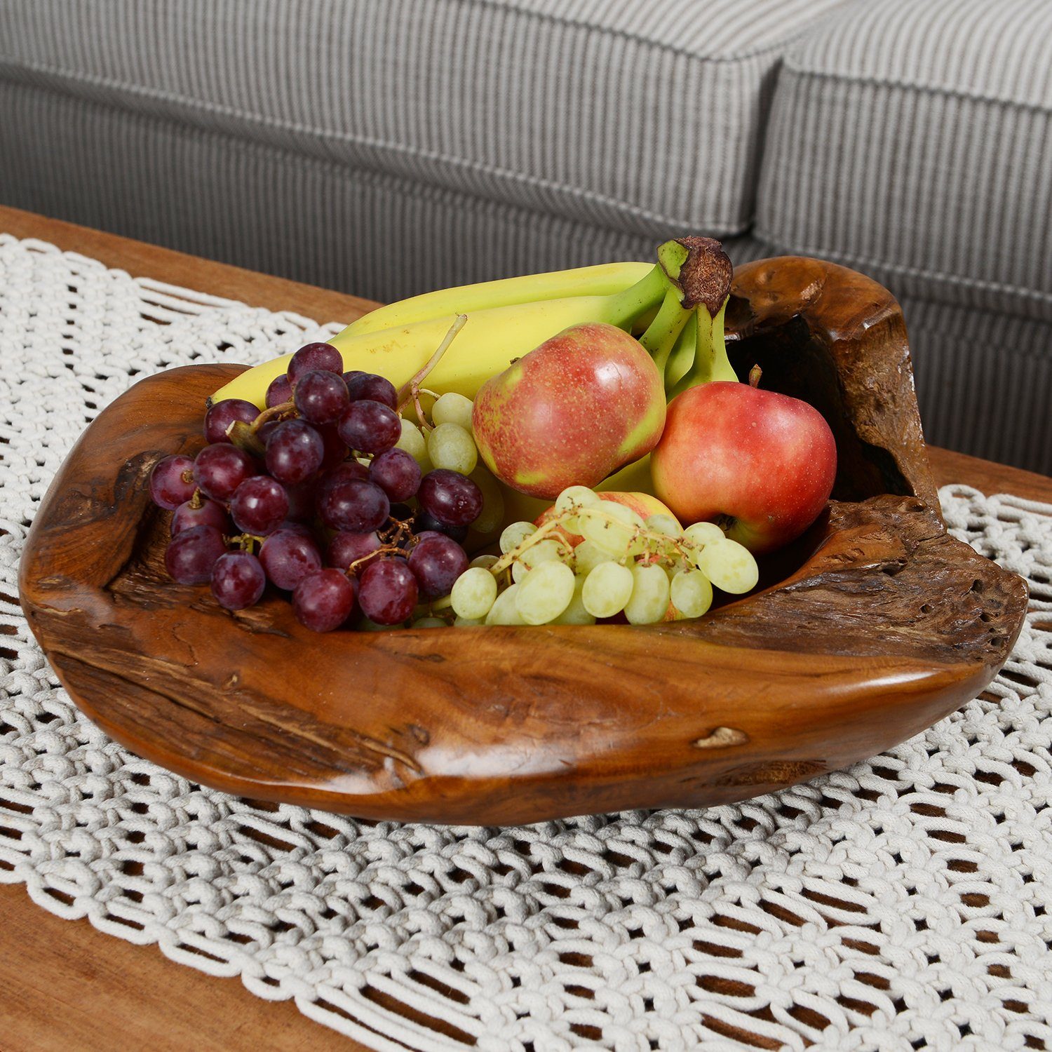 wohnfreuden Dekoschale Holzschale Deko Teak 45 cm lasiert, 1047 günstig online kaufen