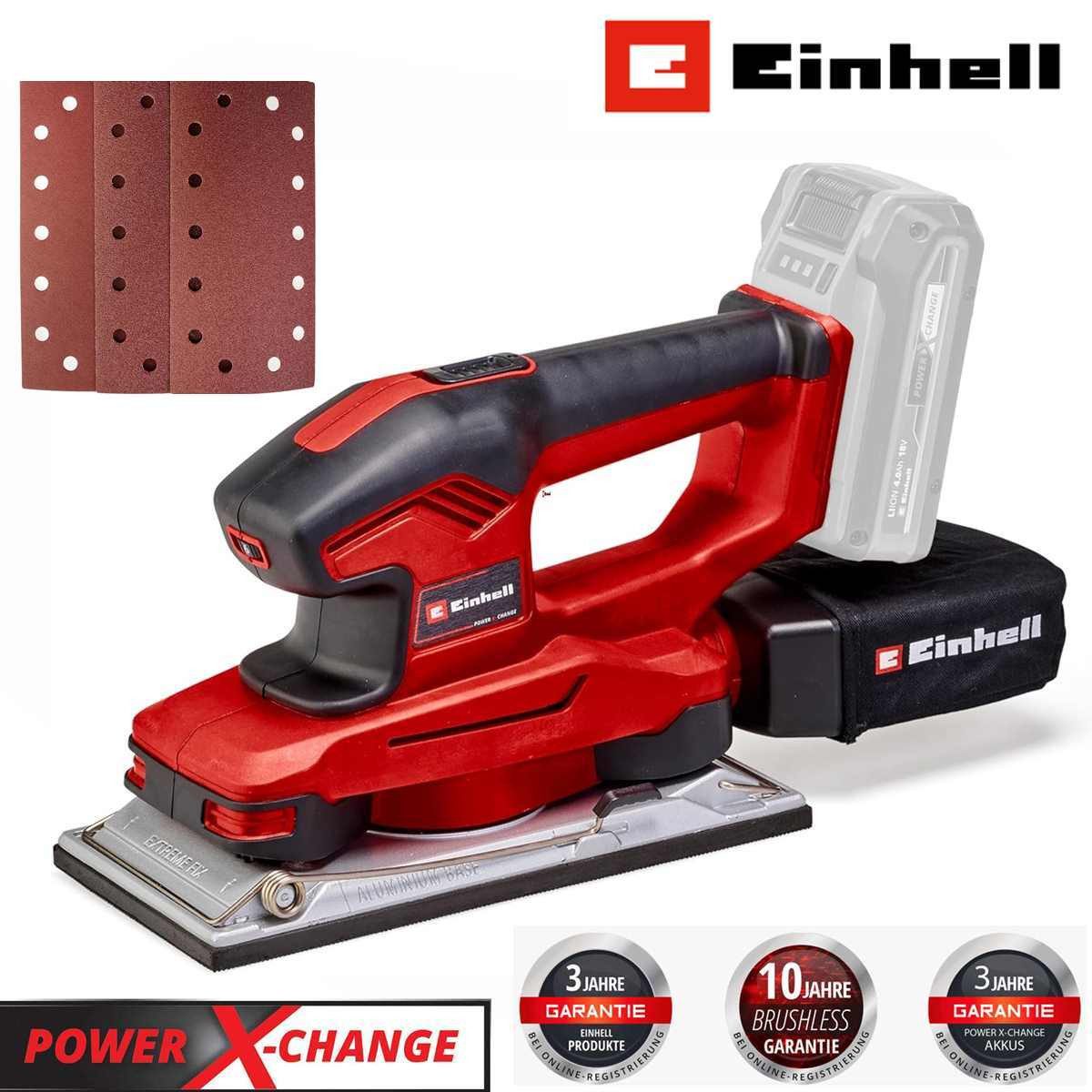 Einhell Schwingschleifer Akku-Schwingschleifer TE-OS 18/230 Li Solo inkl. 3x Schleifpapier