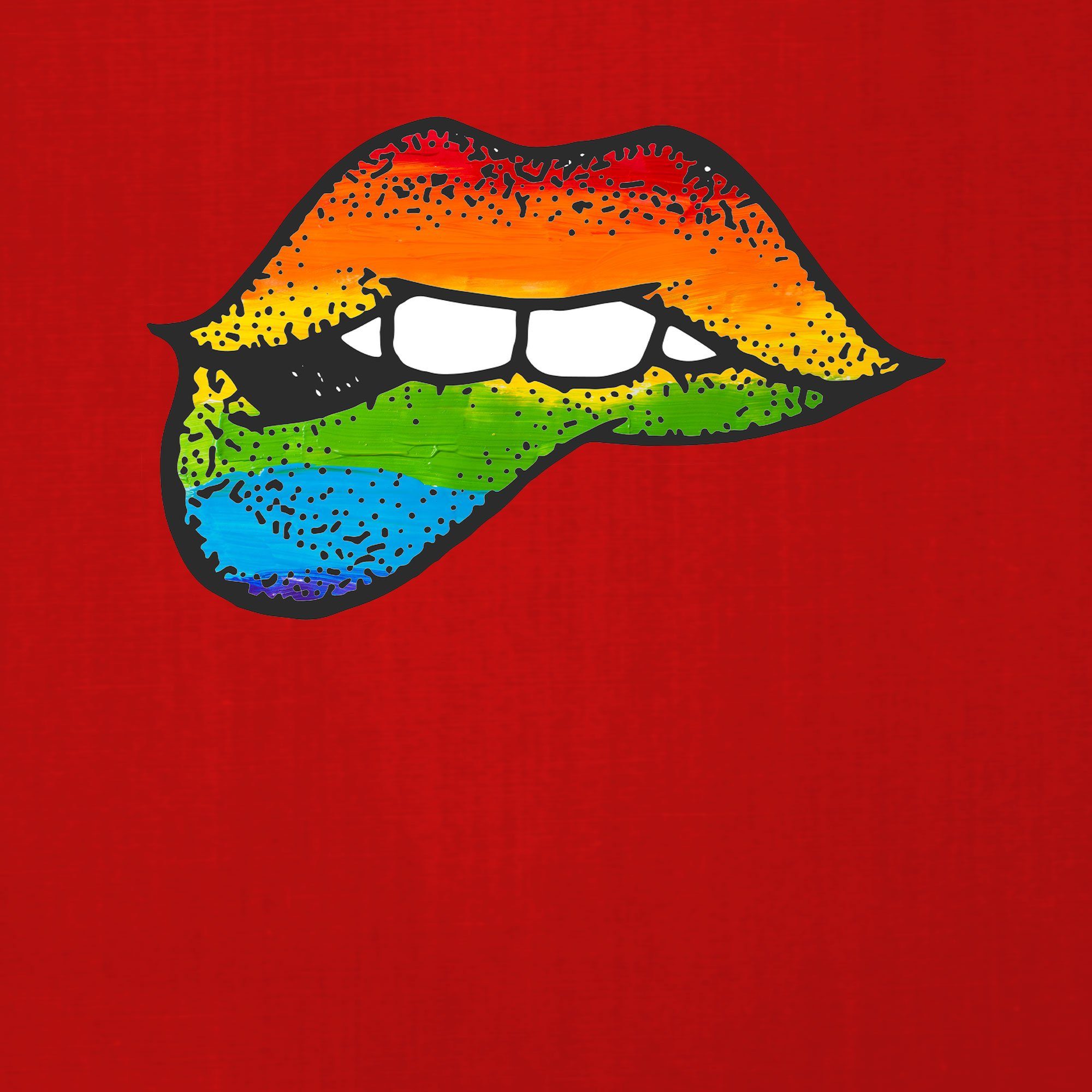 Quattro Formatee - Regenbogen Kurzarmshirt (1-tlg) Kussmund Herren Rot LGBT Lippen T-Shirt Stolz Pride Gay