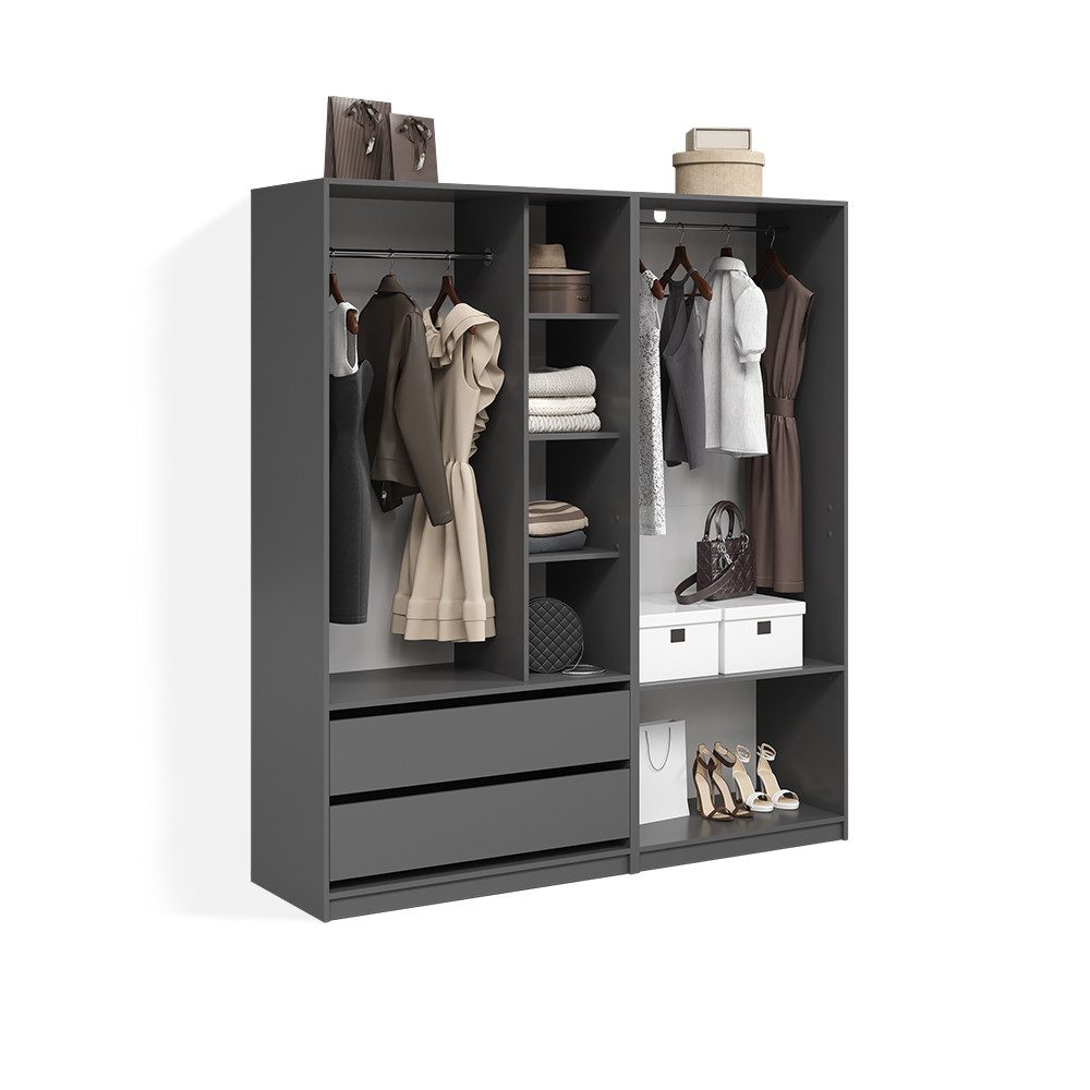 Livinity® Kleiderschrank Trento, Anthrazit, 2er Set (2-St)
