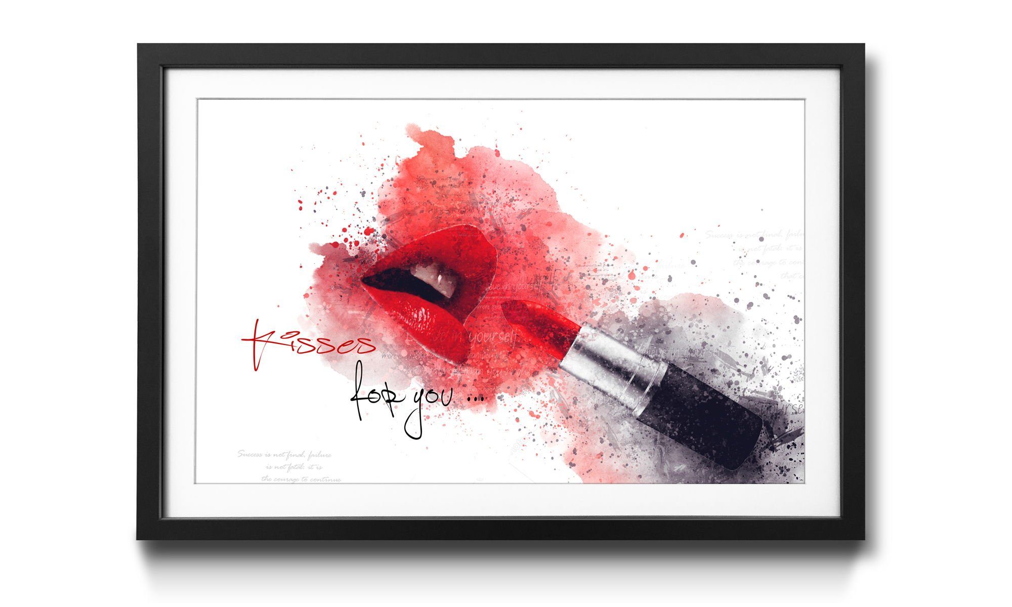 Erstklassig WandbilderXXL Bild mit Rahmen Lippenstift, in Größen Kisses You, For 4 erhältlich Wandbild