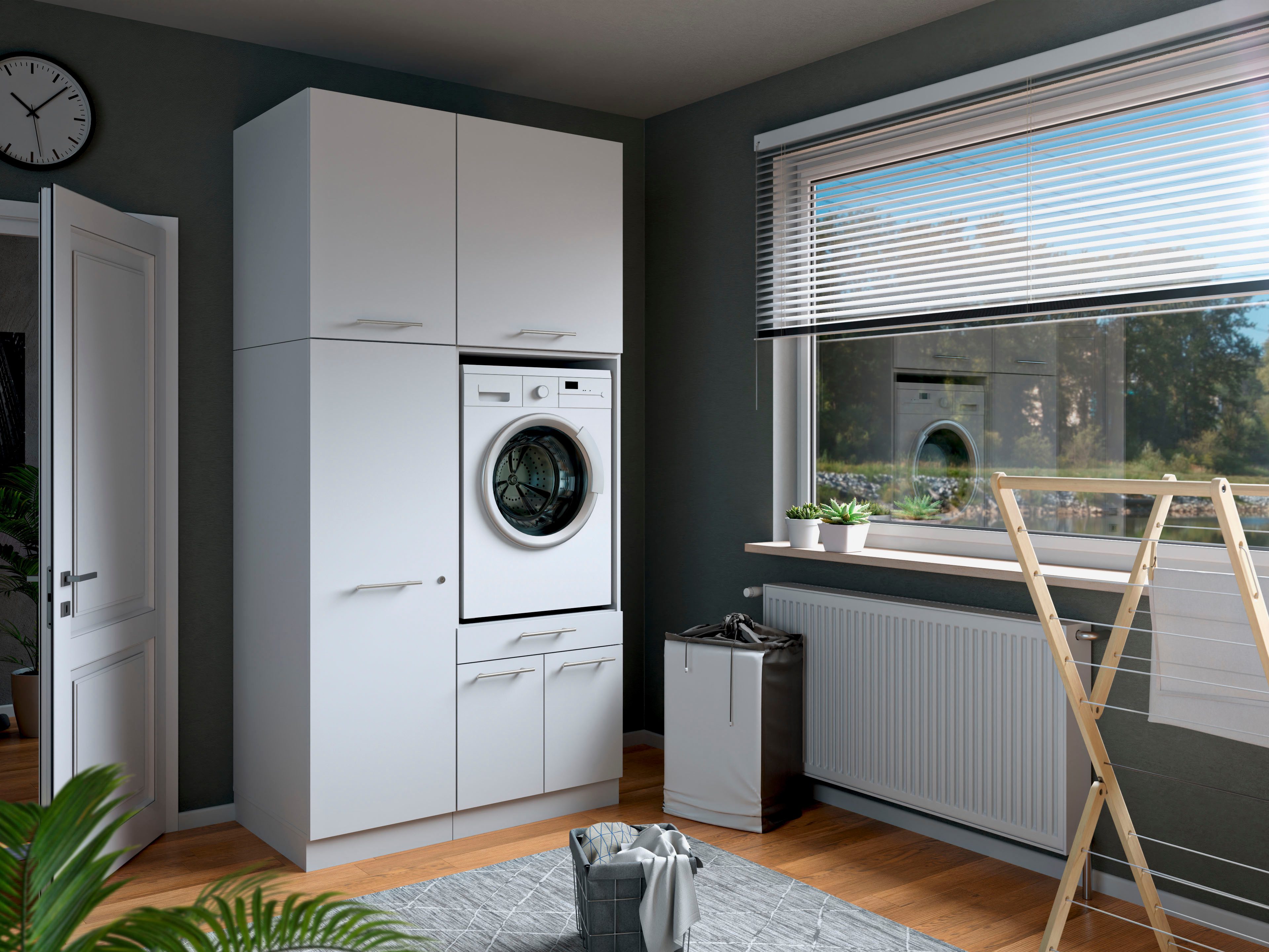 Laundreezy Mehrzweckschrank-Set Laundreezy, 4-tlg. Mehrzweckschrank-Set B/H/T 118/238/68 cm, (4-St), Breite 118 cm, Soft-Close-Funktion für Türen