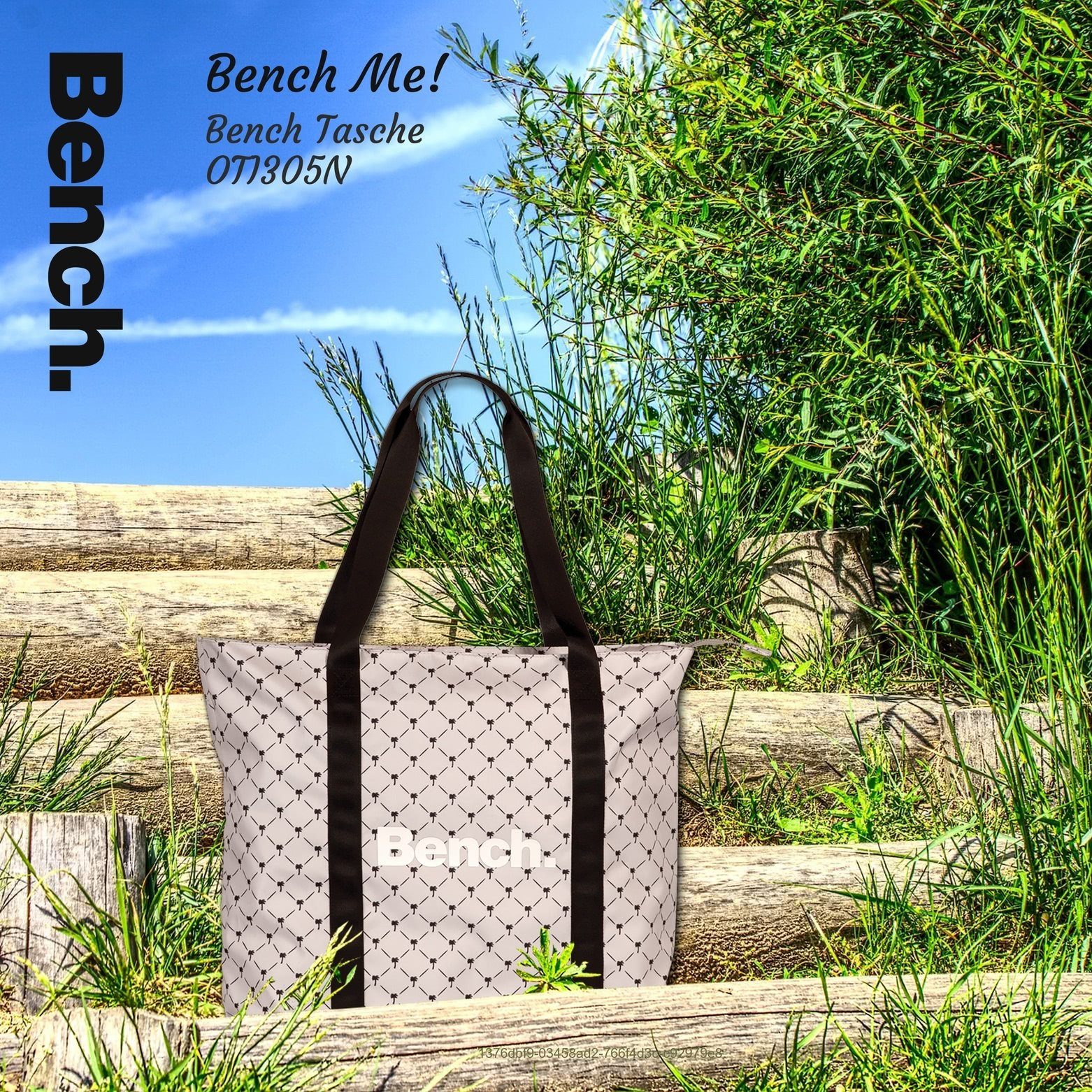 Bench. Schultertasche Bench Shopper Nylon Schultertasche grau (Schultertasche), Damen, Jugend Nylon Schultertasche, grau, hellgrau ca. 43cm