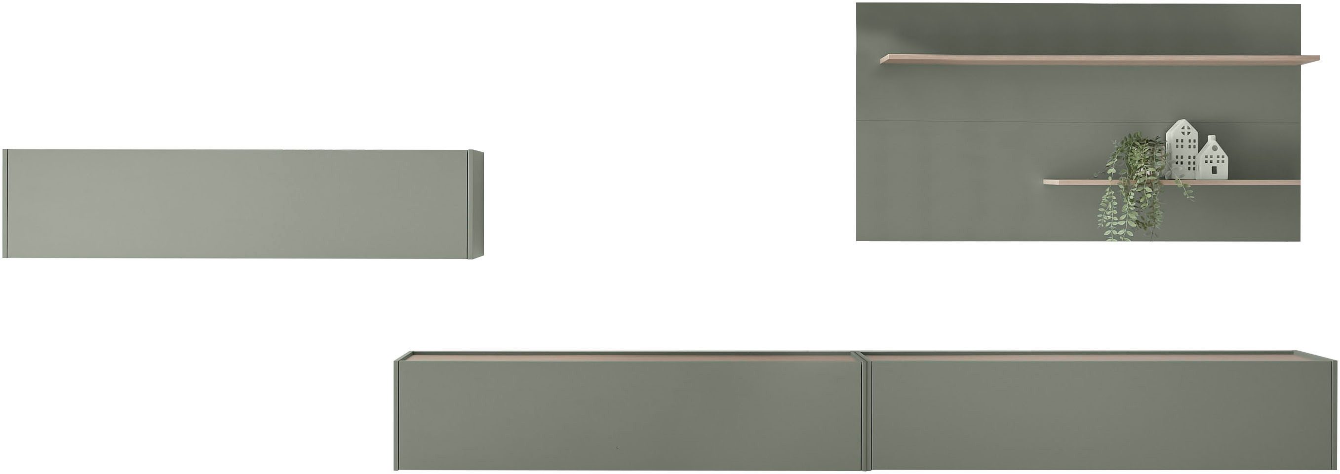 Home affaire Wohnwand City/Giron, moderne Anbauwand, Komplettset in vielen Farben verfügbar, (Set, 4-St), enthält drei Hängeschränke & ein Wandpaneel