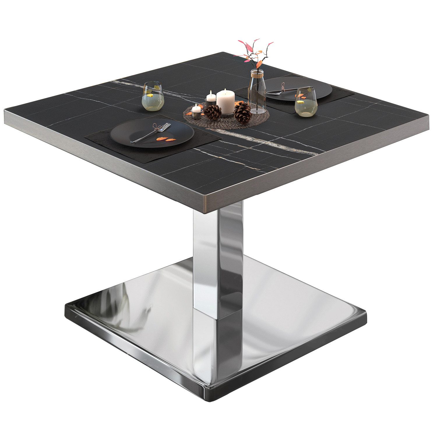 GGMMÖBEL Bistrotisch HPL Beschichtet (1 Stück), Quadratisch Innen Edle Optik/Hohe Tragkraft/Langlebig